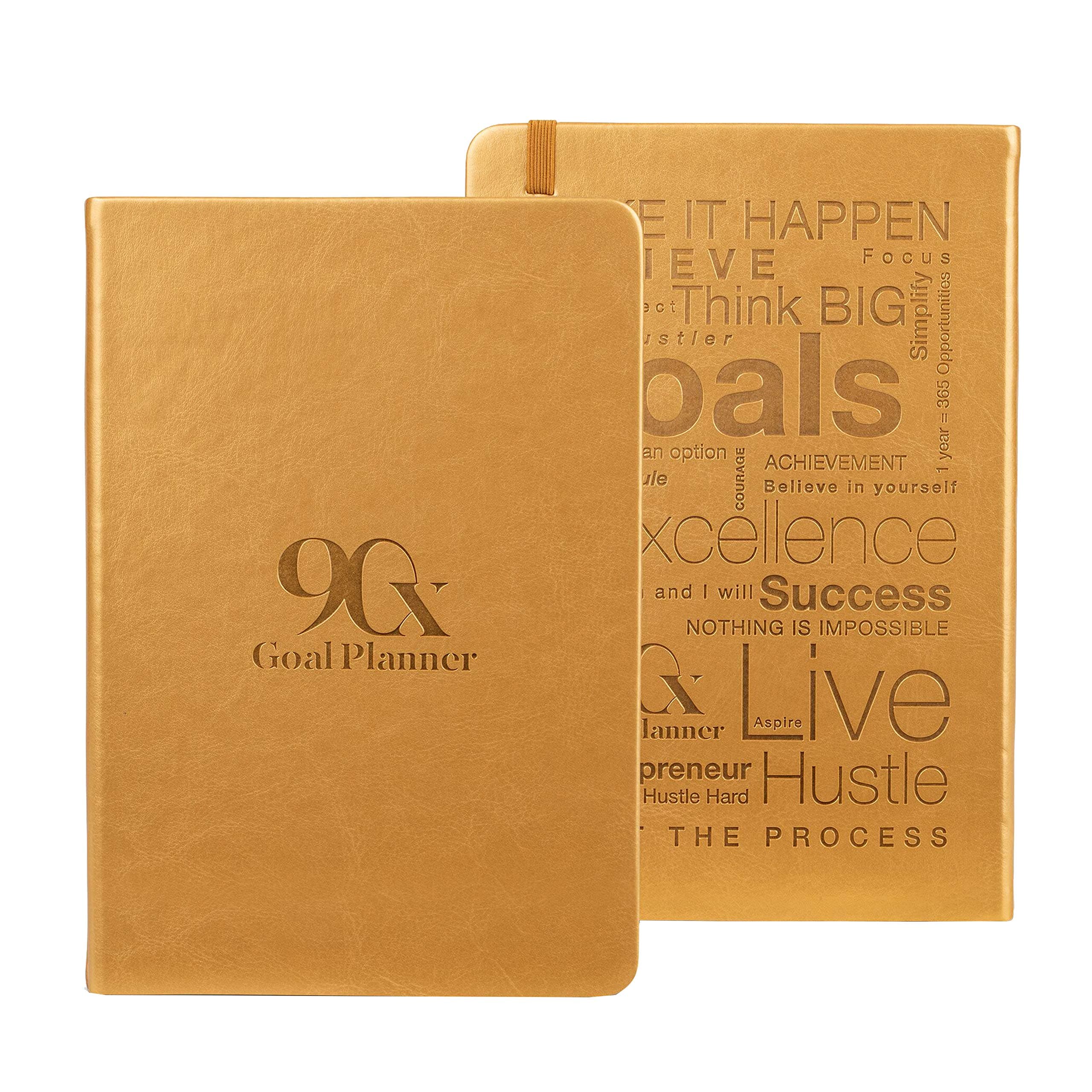 90 Day Goal Planner by 90X - Self Journal for Daily, Weekly, Monthly Planning - Increase Productivity & Time Management - Undated Calendar Days - Includes Vision Board & to Do List (Leeam Gold)