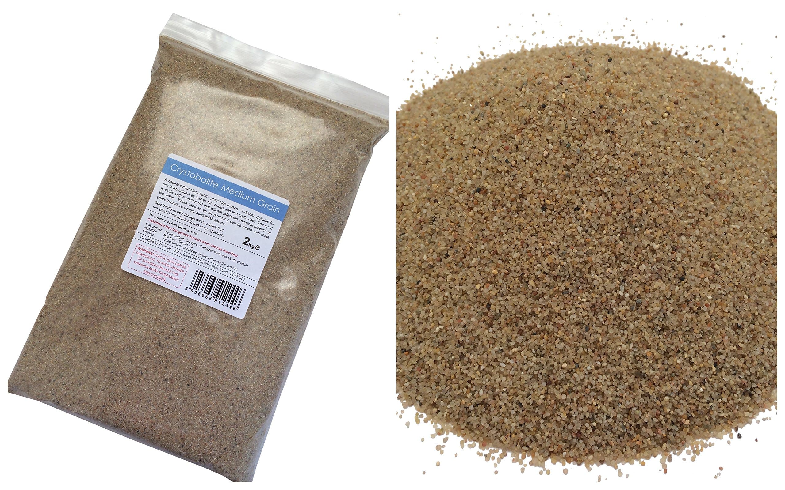 2kg Natural Colour Silica Sand - Medium Grain - Arts & Crafts - Aquariums