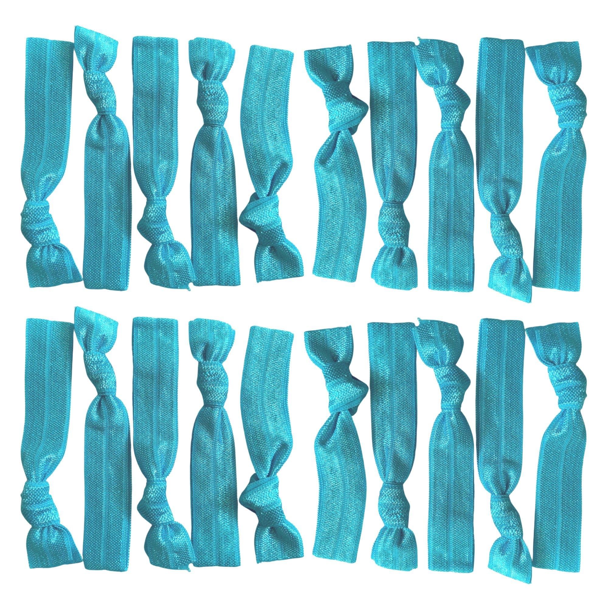 - Kenz Laurenz Hair Ties 20 Elastics Ponytail Holder Set No Crease Ribbon Bands (Teal)