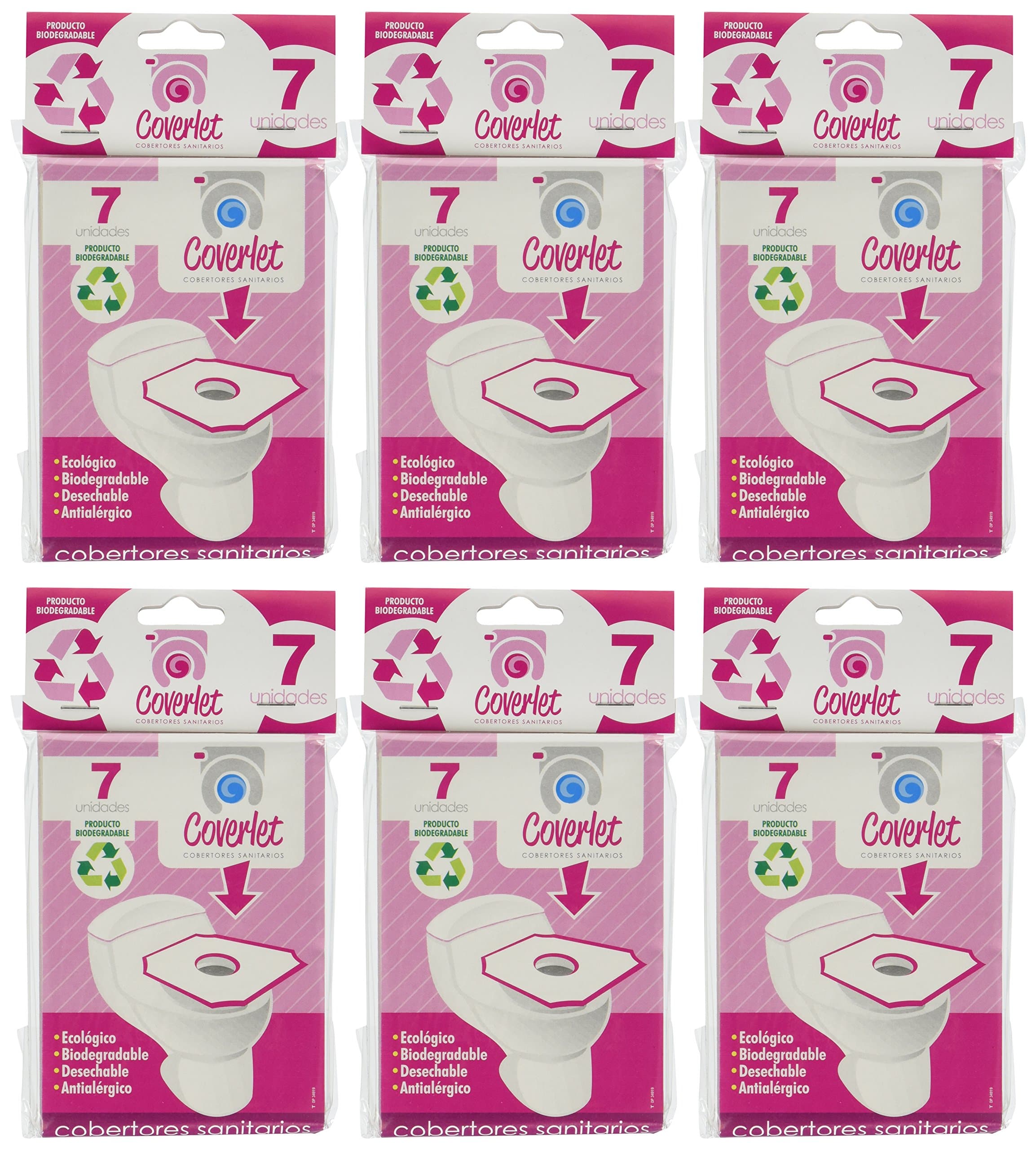 Disposable Toilet Seat Cover Travel Pack of 6 PACKS (42-COUNT) / Cobertor De Sanitario Desechable 42 Count