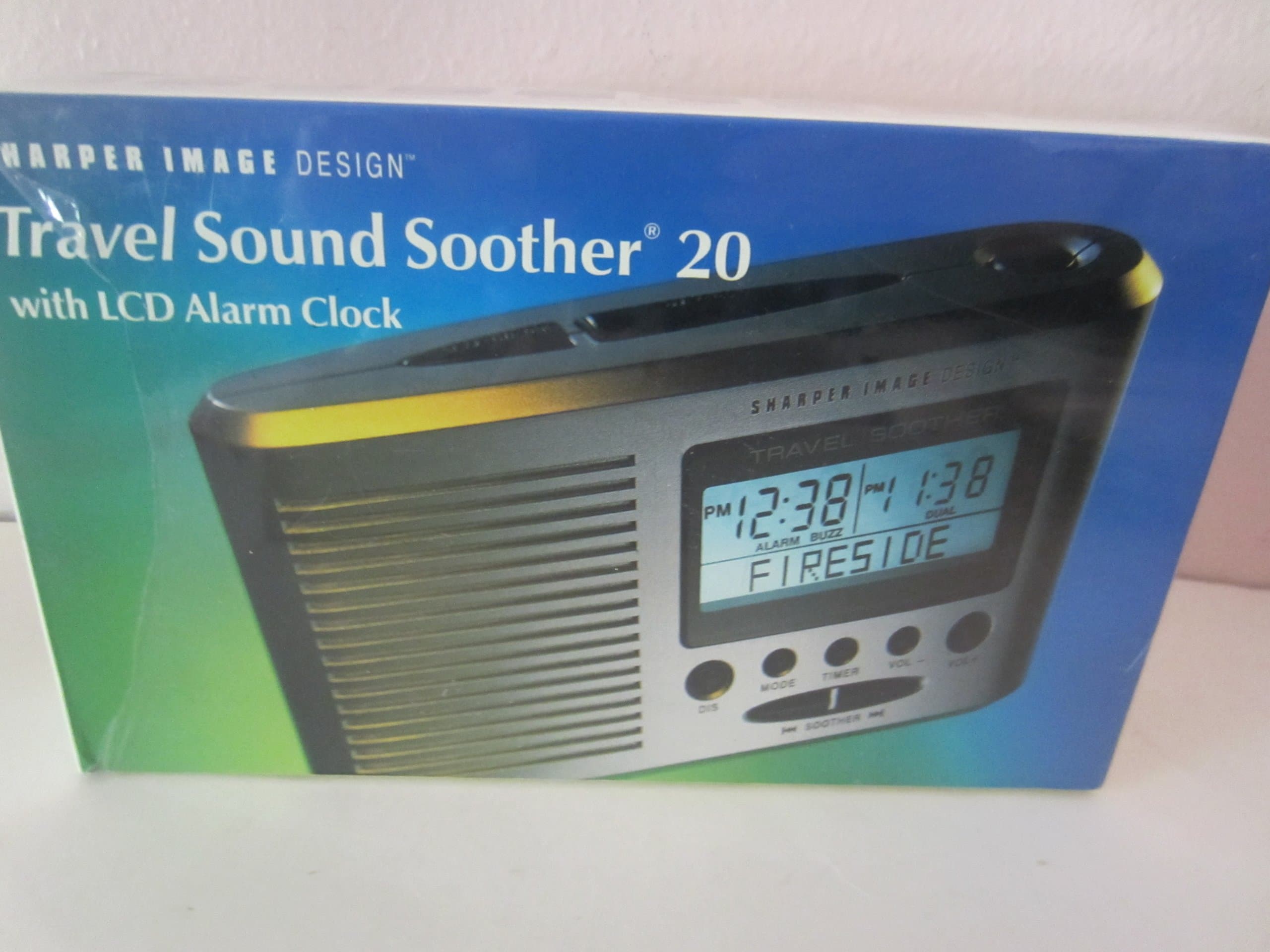 Sharper Image Portable Travel Sound Soother 20 with LCD Alarm Clock + Thermometer (SI601)