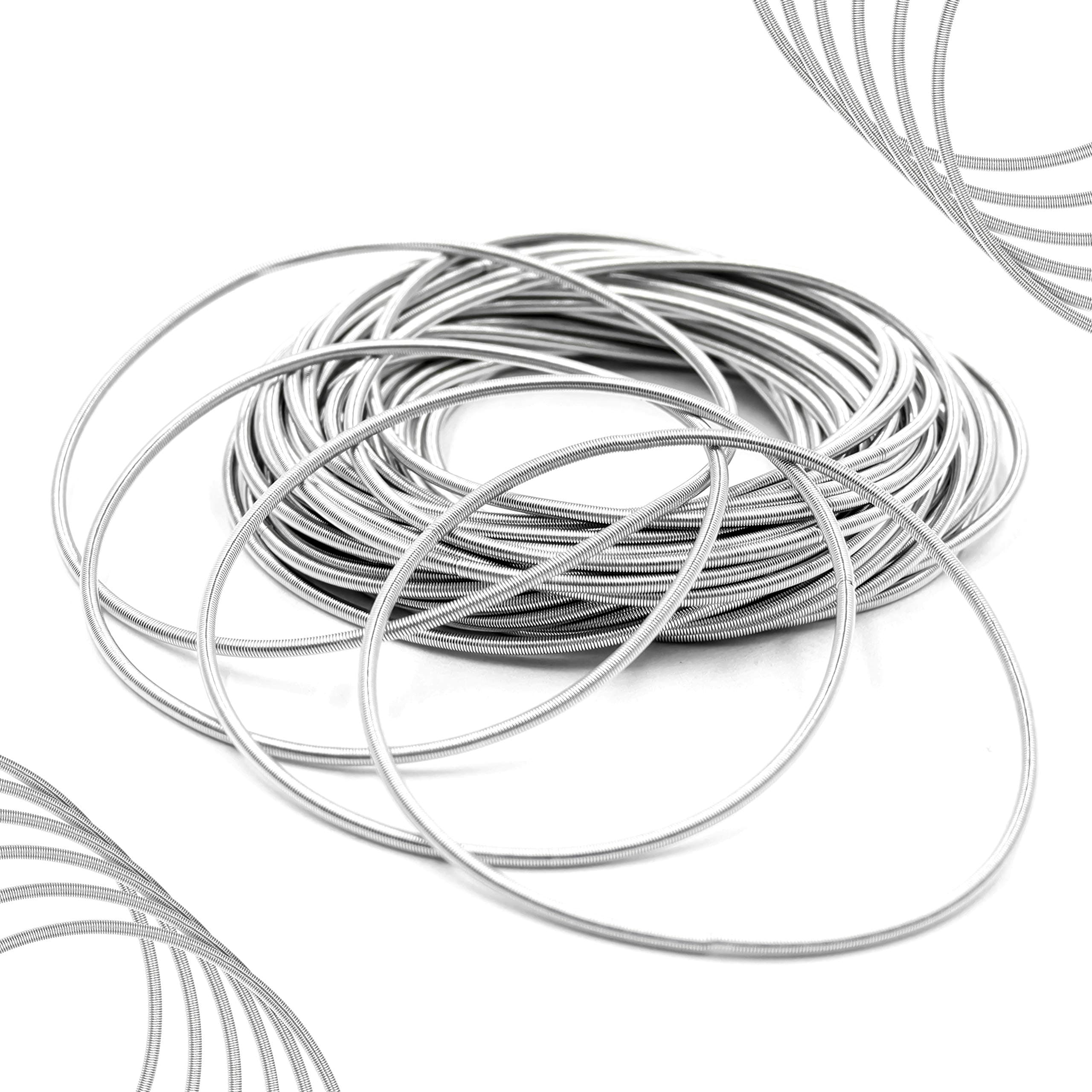 FROG SAC 36 Guitar String Bracelets for Women, 2mm Silver Metal Bangle Bracelets for Women, Stackable Bracelets for Women, Spiral Bracelet, Womens Coil Jewelry Spiral Bracelet