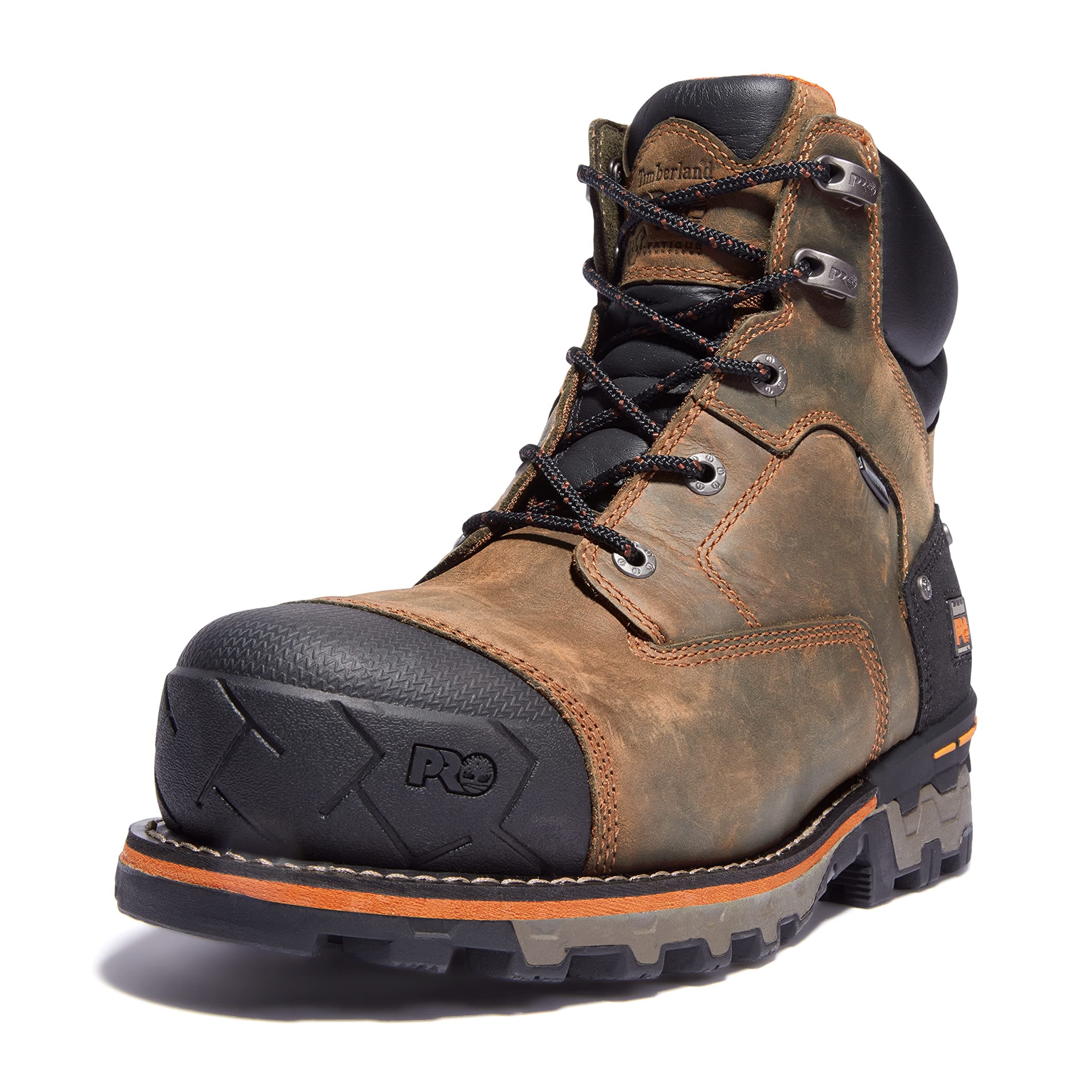 Men's Boondock 6 Inch Composite Safety Toe Waterproof Industrial Work Boot, Brown, 7.5