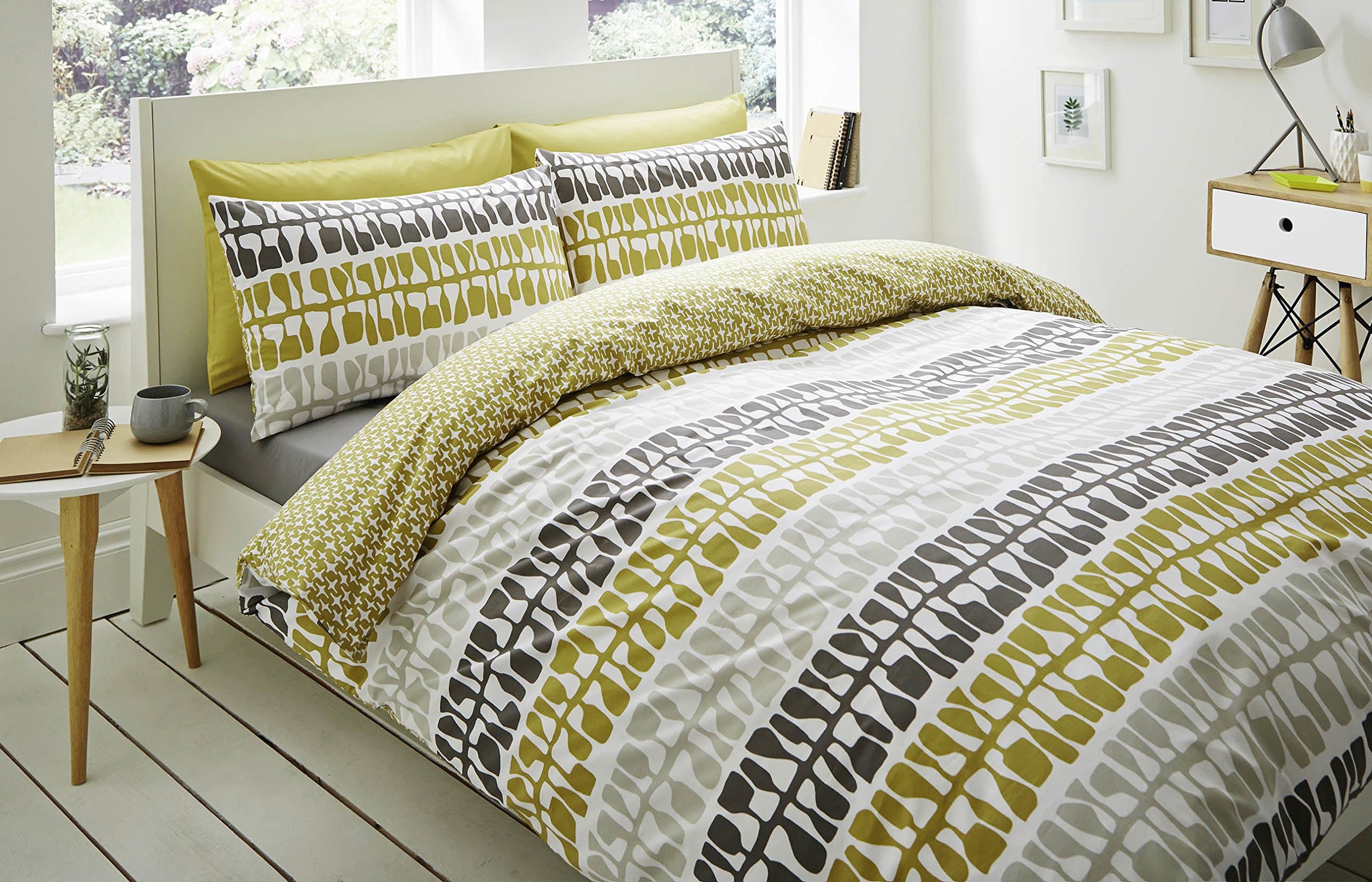 Lotta Jansdotter Follie Ochre Single Duvet Cover Set Includes 1 Pillowcase, cotton