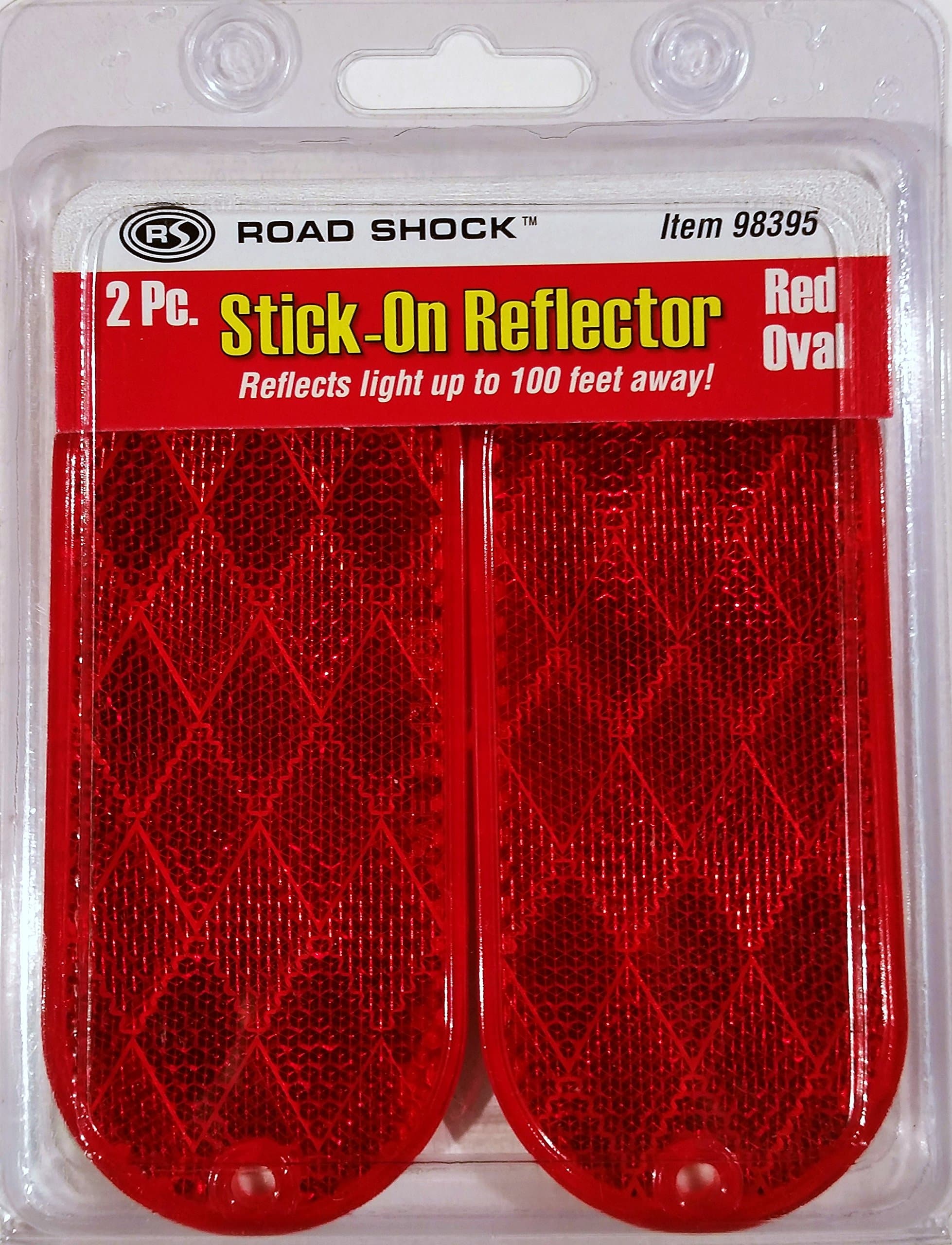 Road Shock Stick-On Reflector, Red Oval, 2-Pack
