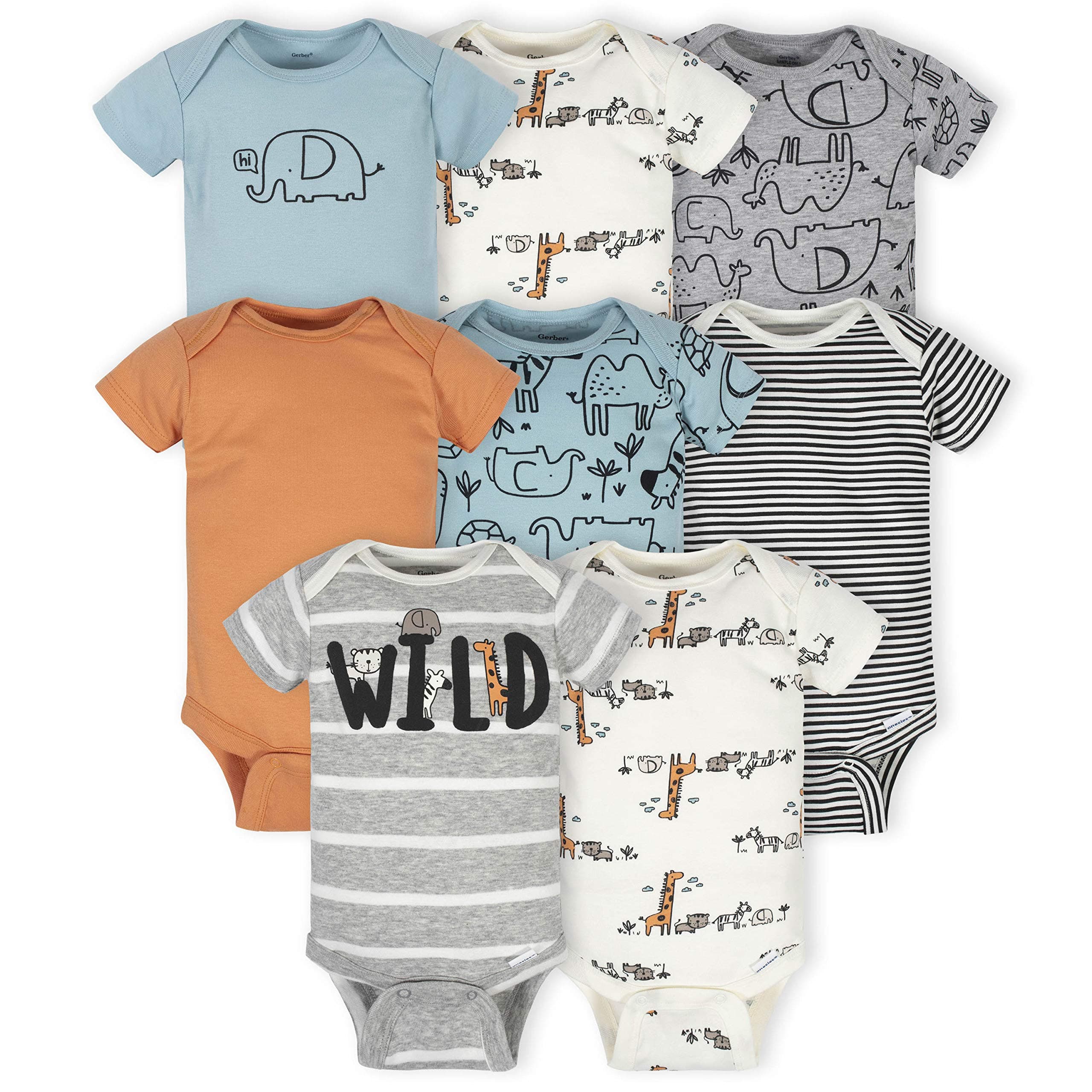Unisex Baby 8-pack Short Sleeve Onesies Bodysuits Shirt