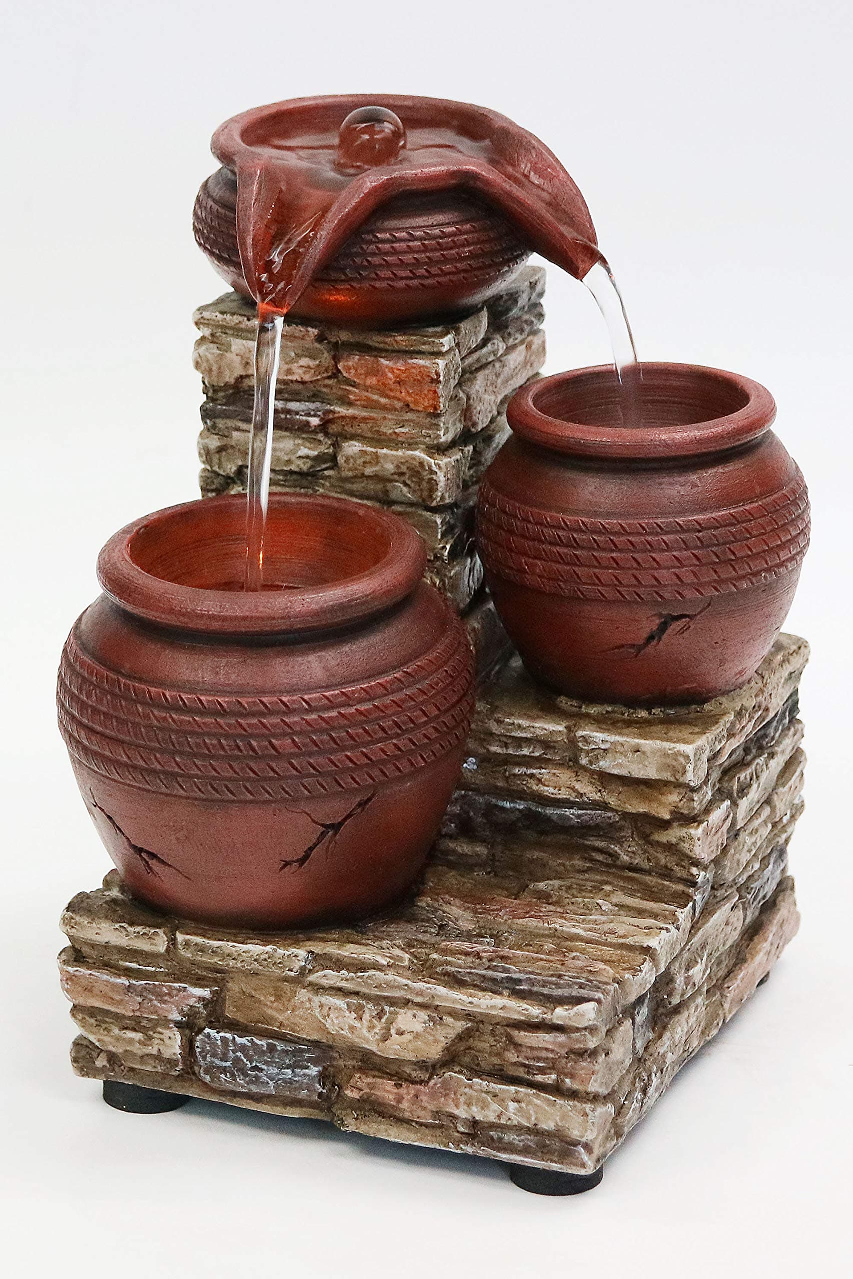 7" H Brick & Urns LED Water Fountain (No Adapter)