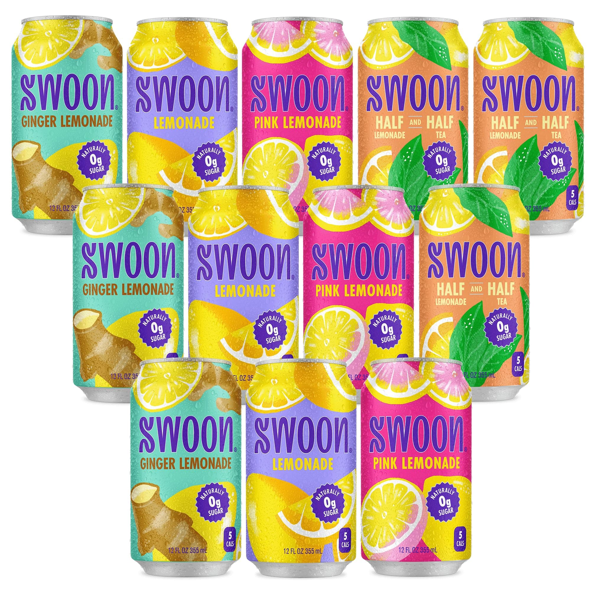 - Swoon Lemonade Variety Pack - Low Carb, Paleo-Friendly, Gluten-Free Keto Drink - Zero Sugar Drinks Made with 100% Natural Lemon Juice Concentrate & Sweetened by Monk Fruit, 12 Fl oz (Pack of 12)