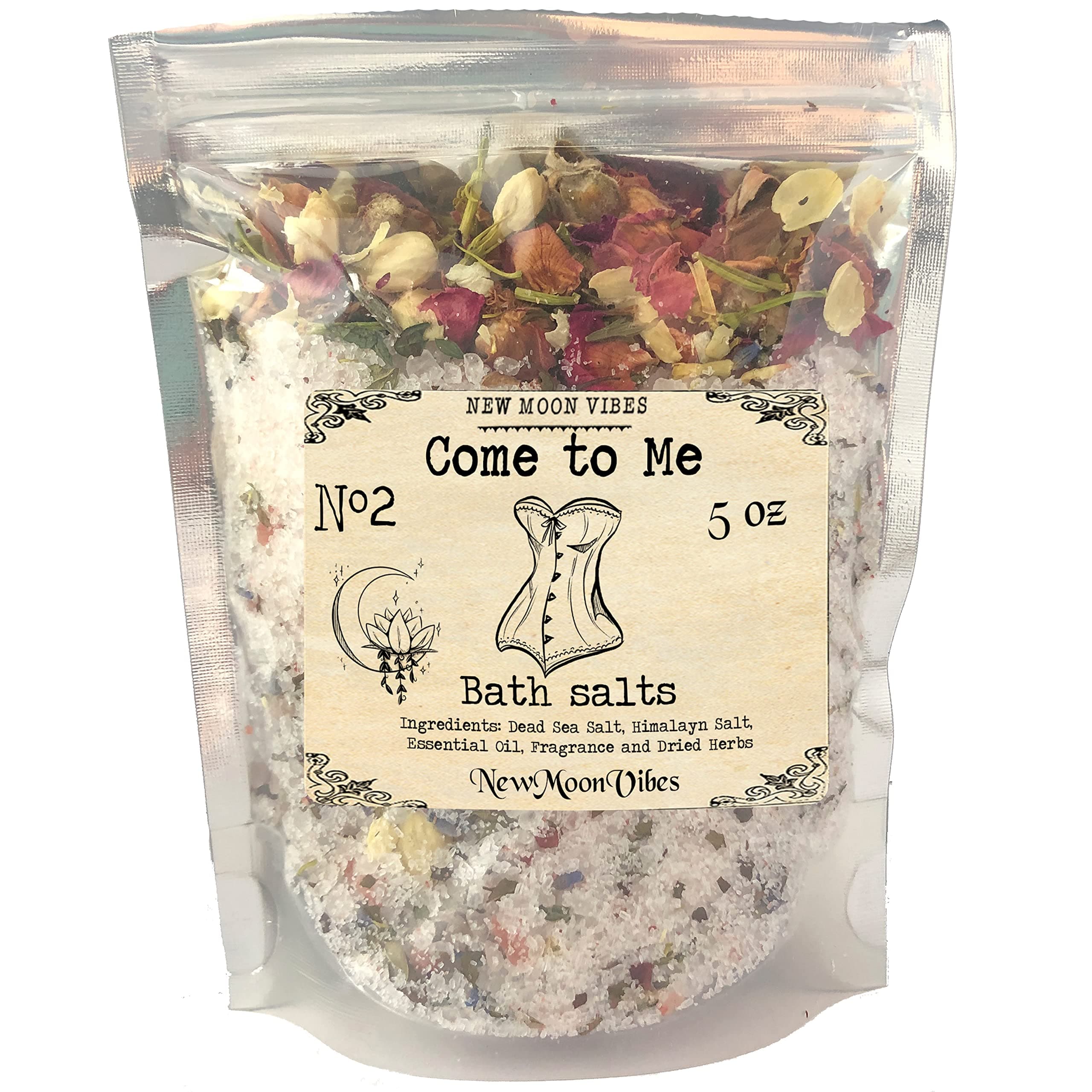 Come to Me Essential Oils Herbal Spell Ritual Bath Salts with Real Herbs Botanicals Infused Romance Fall in Love of Your Life Attraction Affection Attention Boyfriend Husband