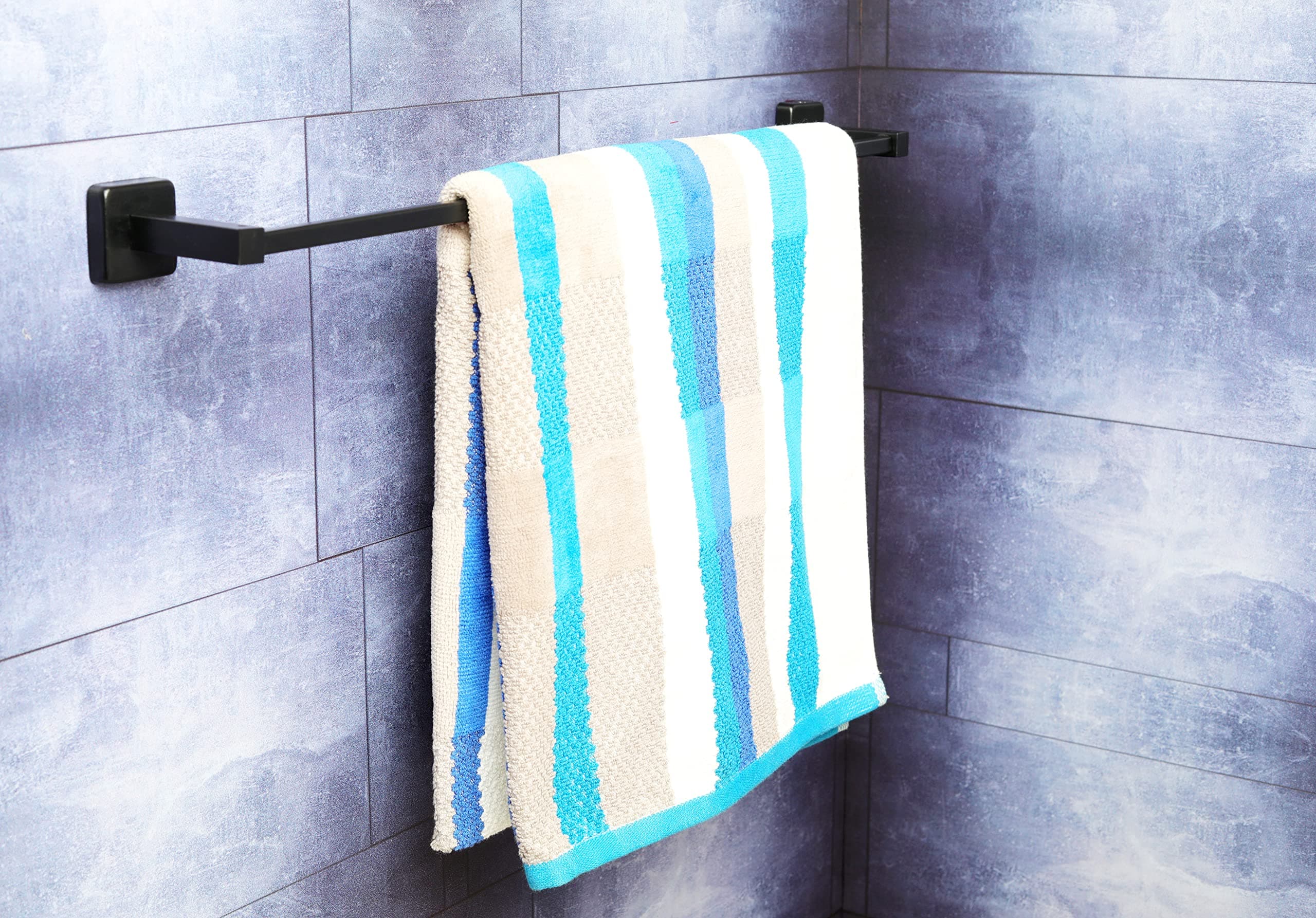 SUNDRY® 24 Inch Luxury Stainless Steel 304 Grade Decan Towel Hanger for Bathroom/Towel Rod/Bar/Bathroom Accessories (Matt Black) ( 5 Year Manufacturer Warranty ) Made in India