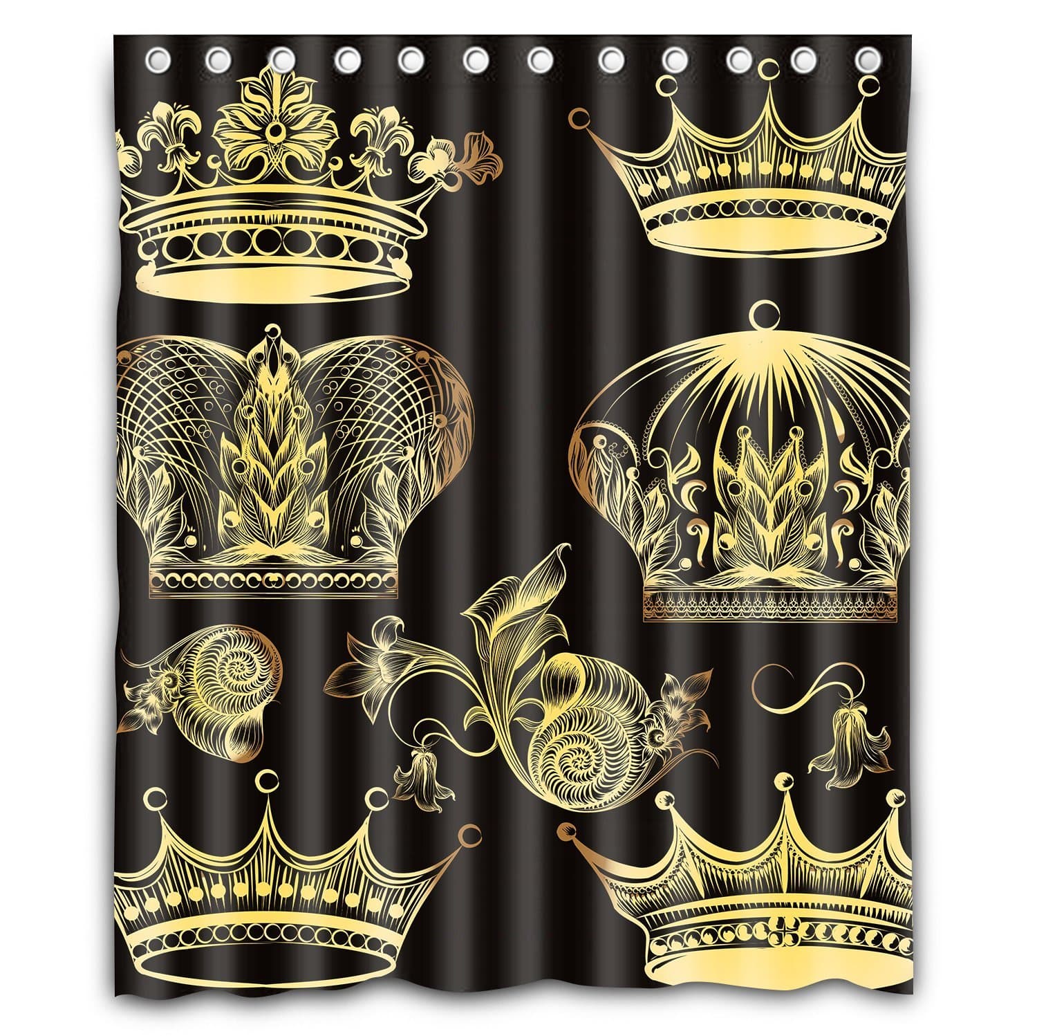 NLBH Designs Collection of heraldic golden crowns Window Curtains/drape/panels/treatment Polyester Fabric Bedroom