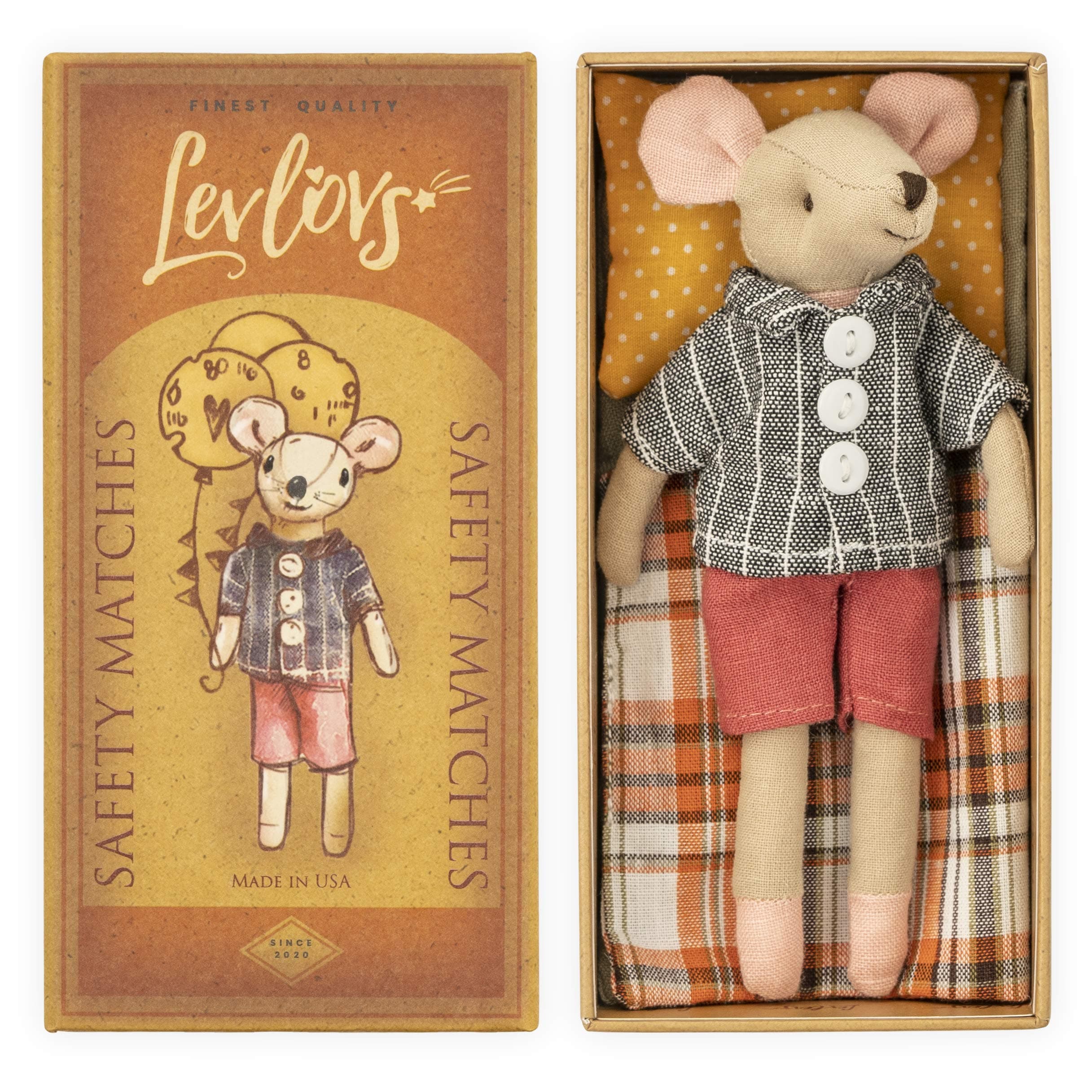 LEVLOVSMouse in a Box Toy Baby Registry Gift (Boy Mouse)