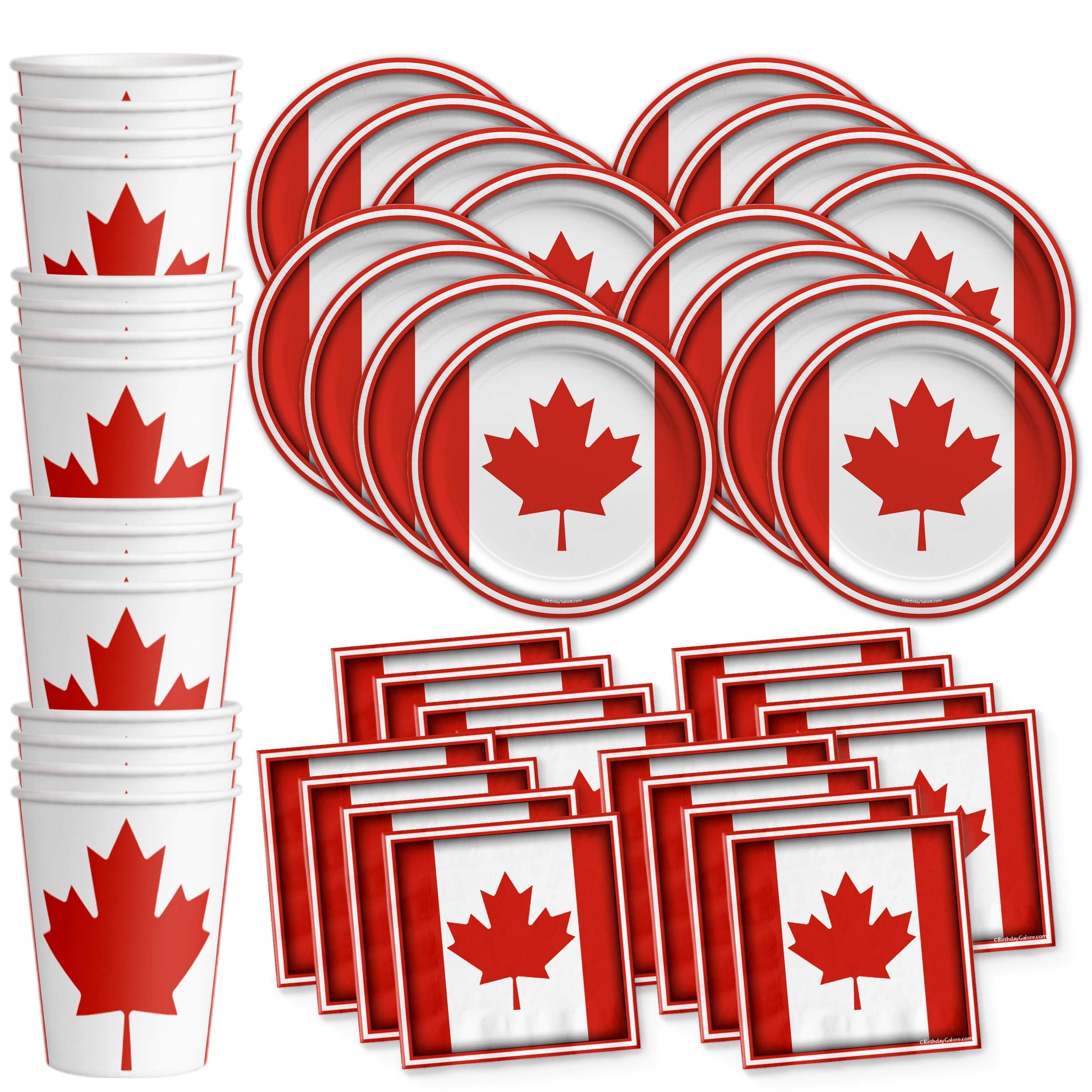 Canadian Flag Canada Birthday Party Supplies Set Plates Napkins Cups Tableware Kit for 16