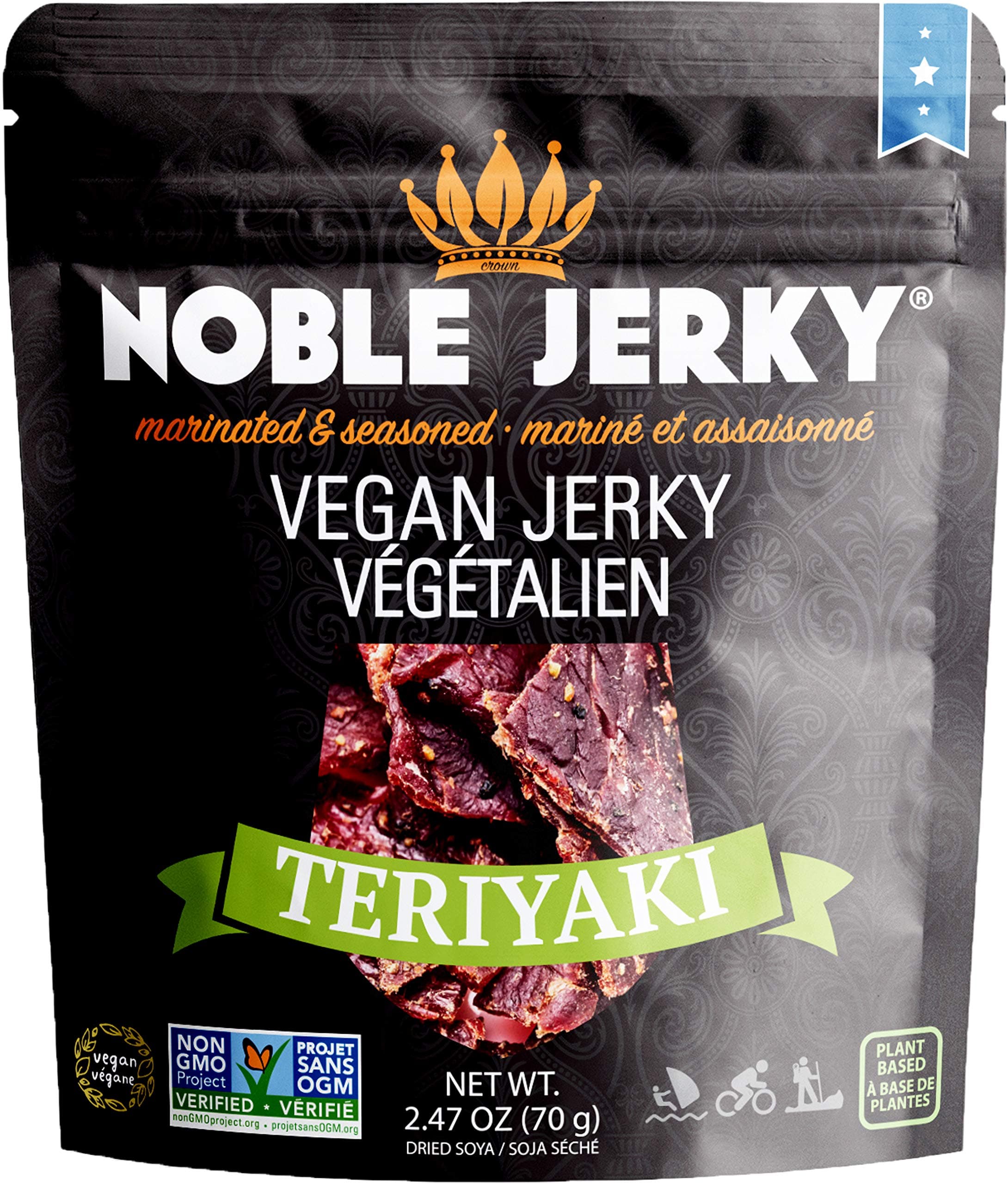 Noble Vegan Jerky – 14g Protein, High-Protein Plant-Based Snack, Non-GMO, Gluten-Free, Bold & Savory – 2.47oz