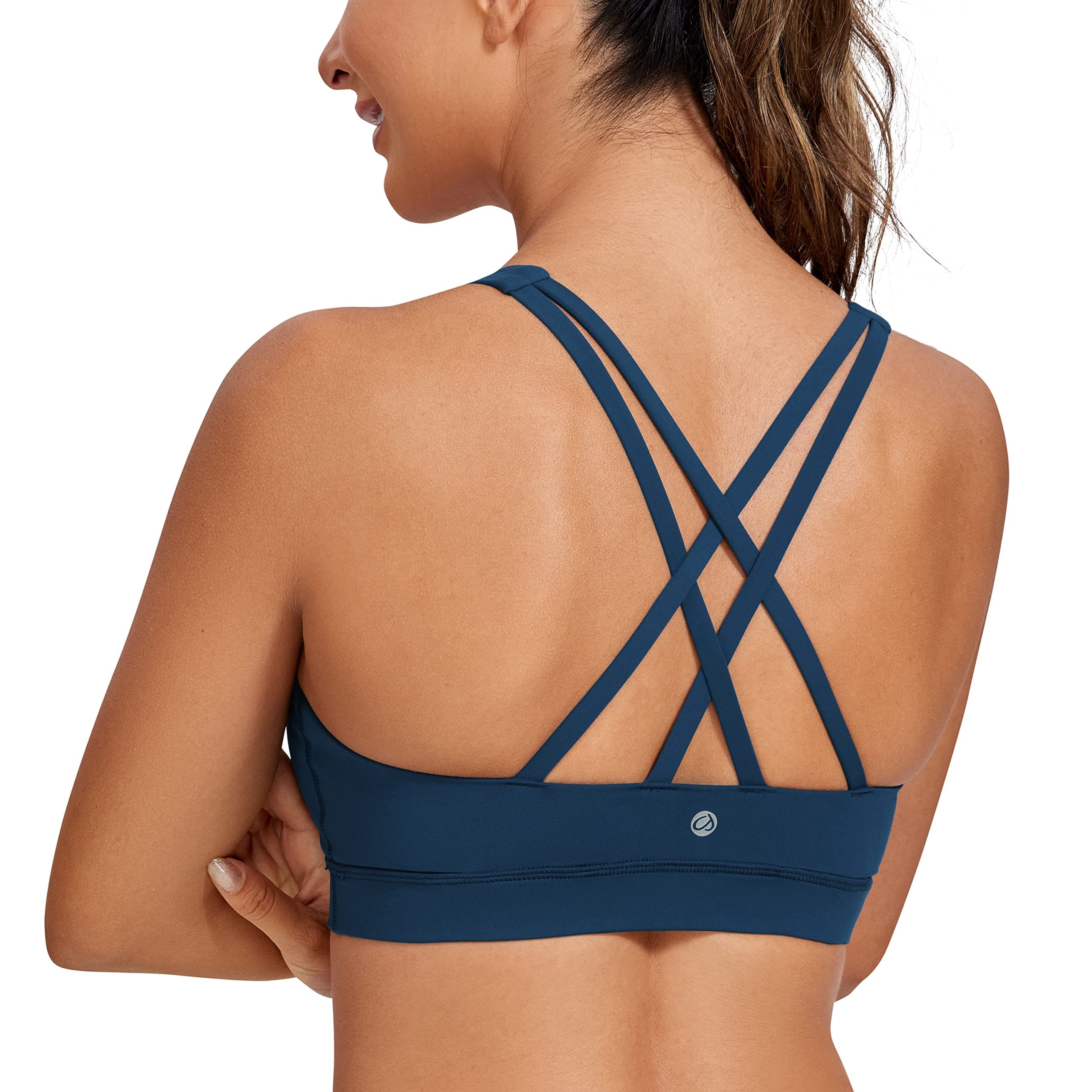 Women's Strappy Sports Bras Fitness Workout Padded Yoga Top Criss Cross Back Cami