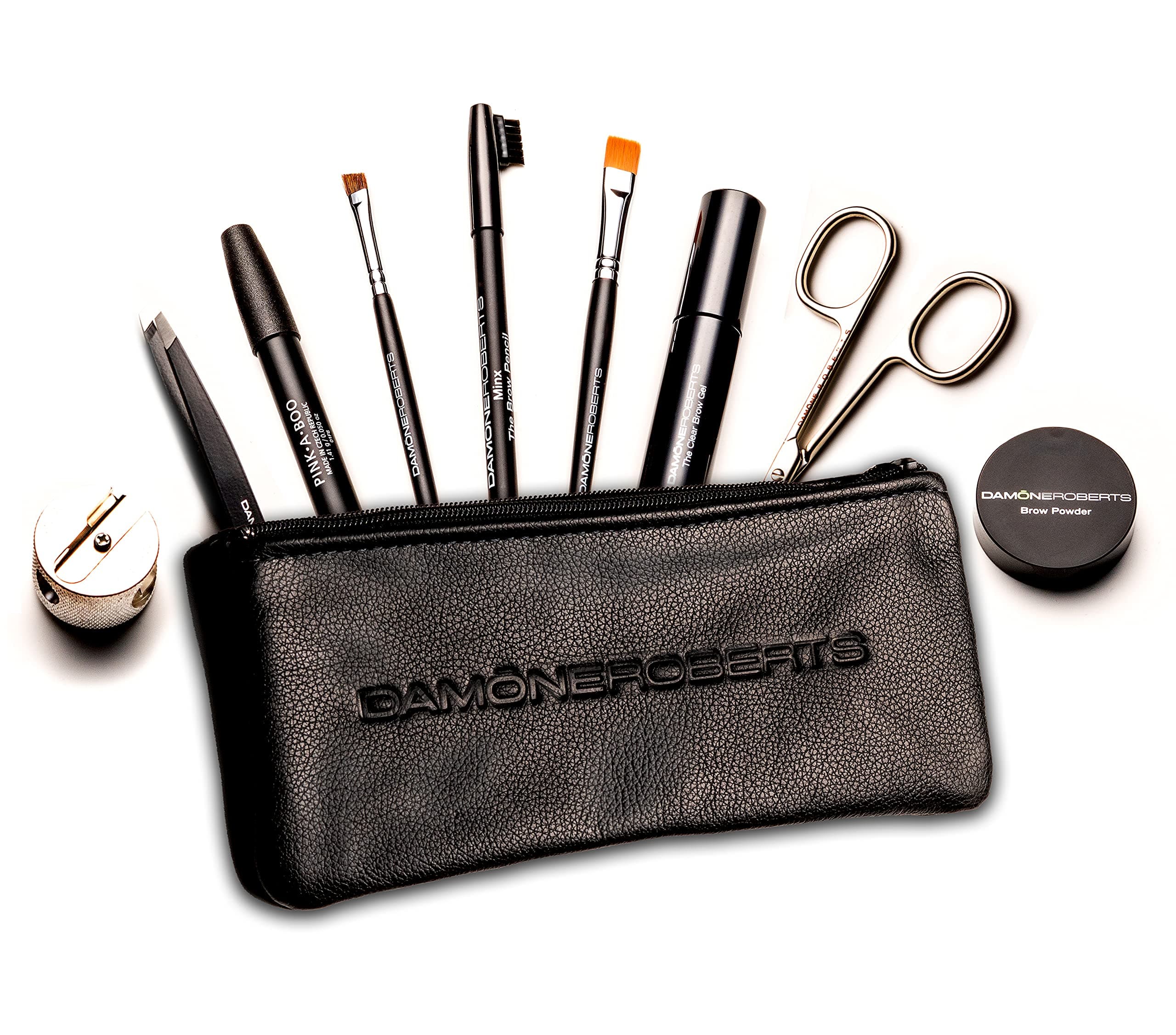 Damone Roberts Beverly Hills Eyebrow Kit | All the Best Brow Essentials | Brow Pencil, Brow Filling Powder, Brushes, Highlighter, Tweezers and Scissors Set | Beauty Gift for Mom, Bestie Birthday Present