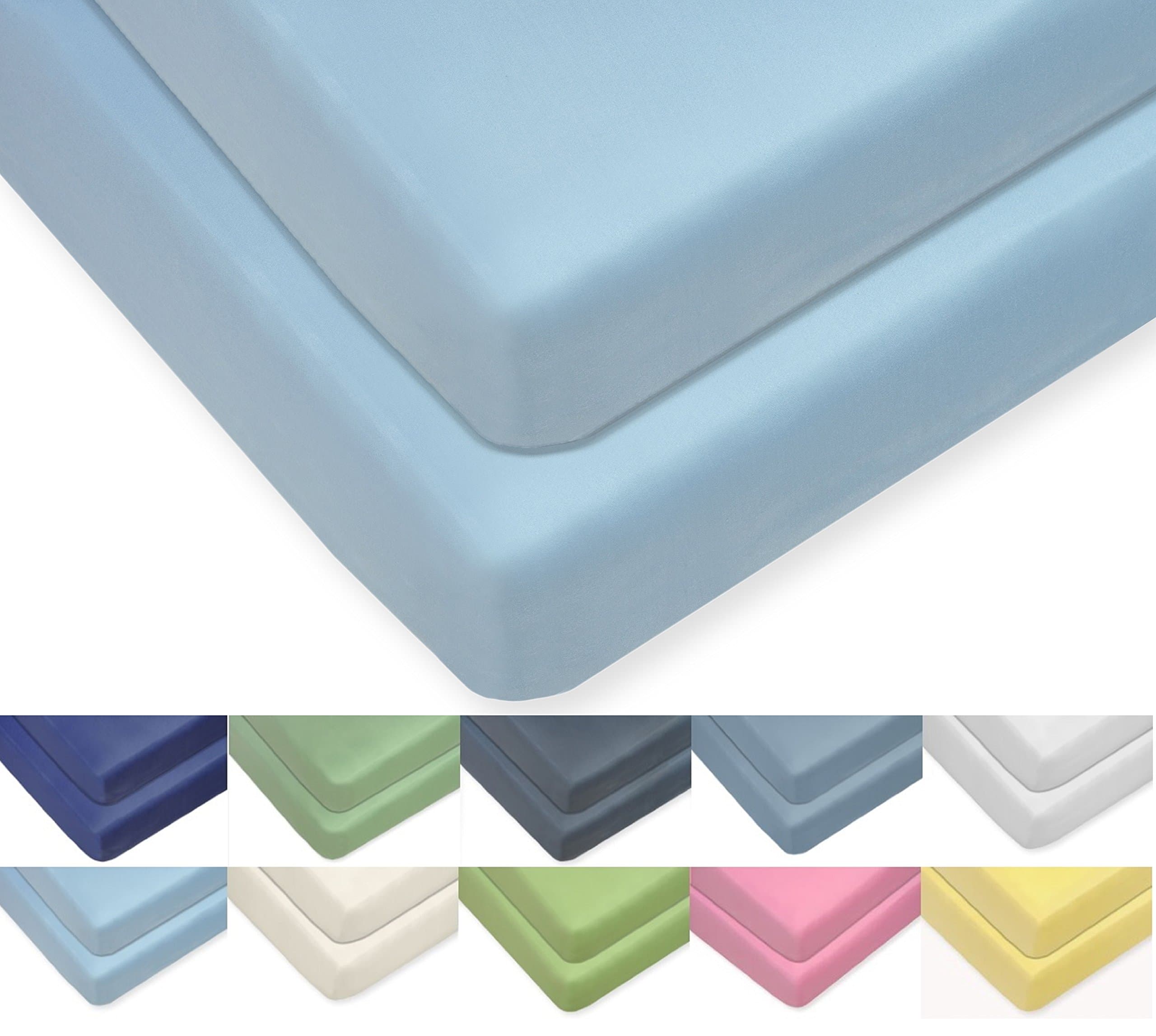 OrganicPro 100% Organic Turkish Cotton Fitted Crib Sheet (2 Pack) (Baby Blue)