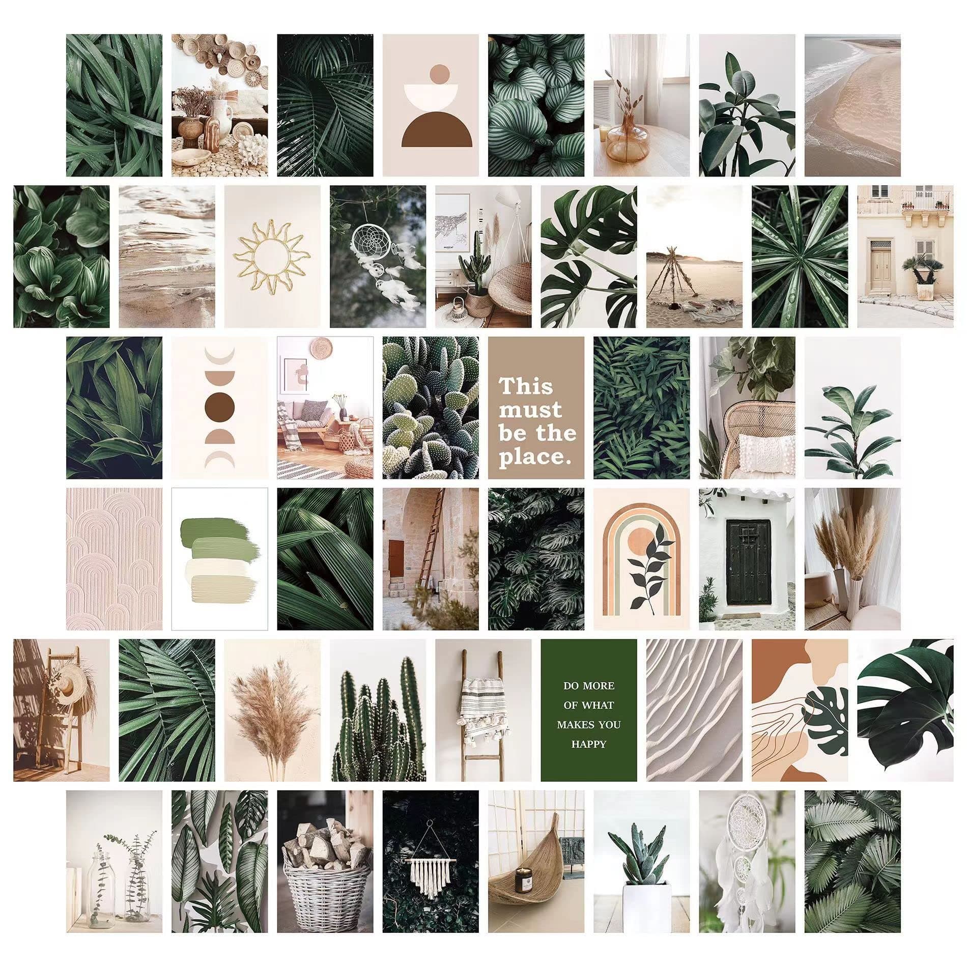 BOAO Wall Collage Kit - 50 Pcs Aesthetic Pictures for Living Room Decor, Boho Wall Decor for Bedroom & Living Room, Unique Gifts for Teens, Women & Men(Nature)