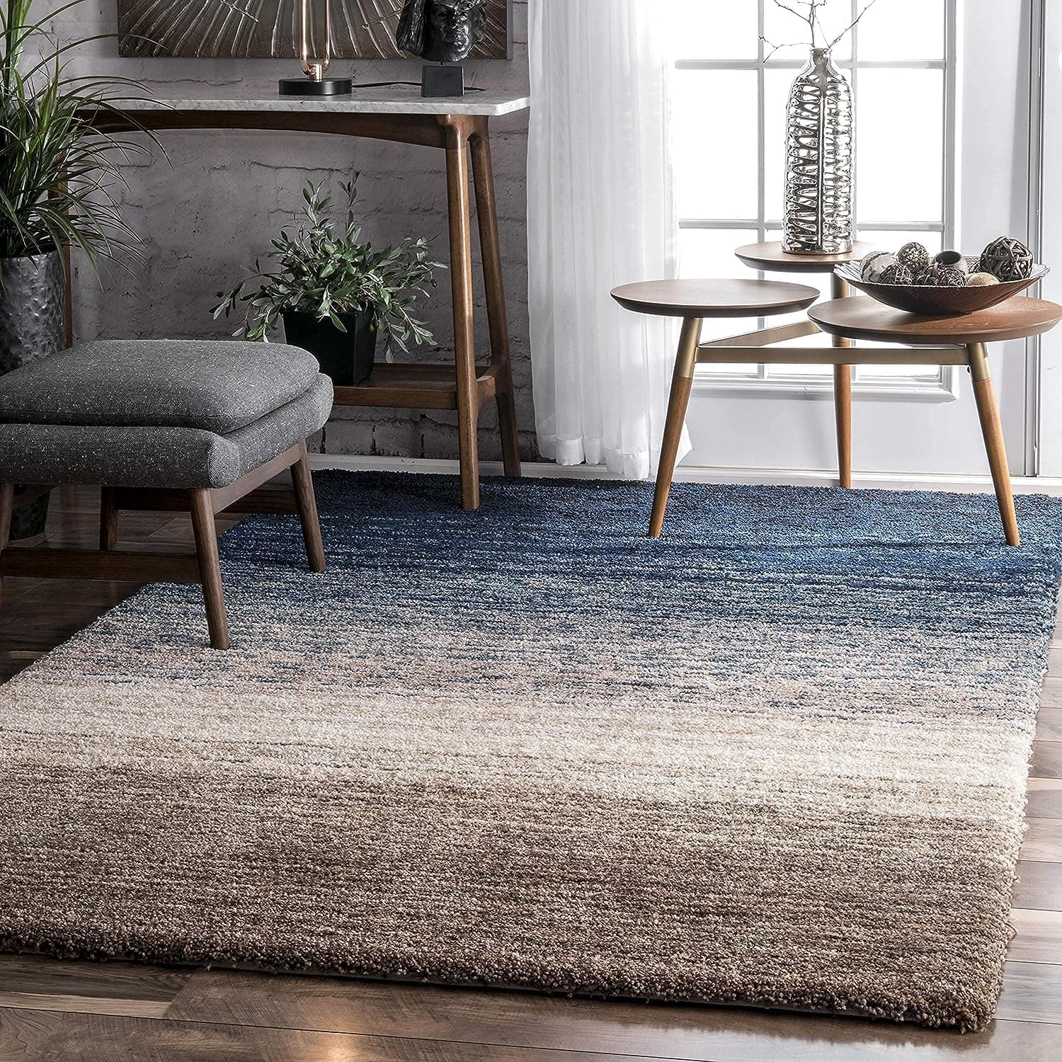 Carpet of Heaven Shaggy Modern Rug Soft Handwoven Multi California Premium Shag Collection with 4x4 feet (120 x 120 cm) Multi Color 5 cm Pile Height for Living Room|Home and Bedroom