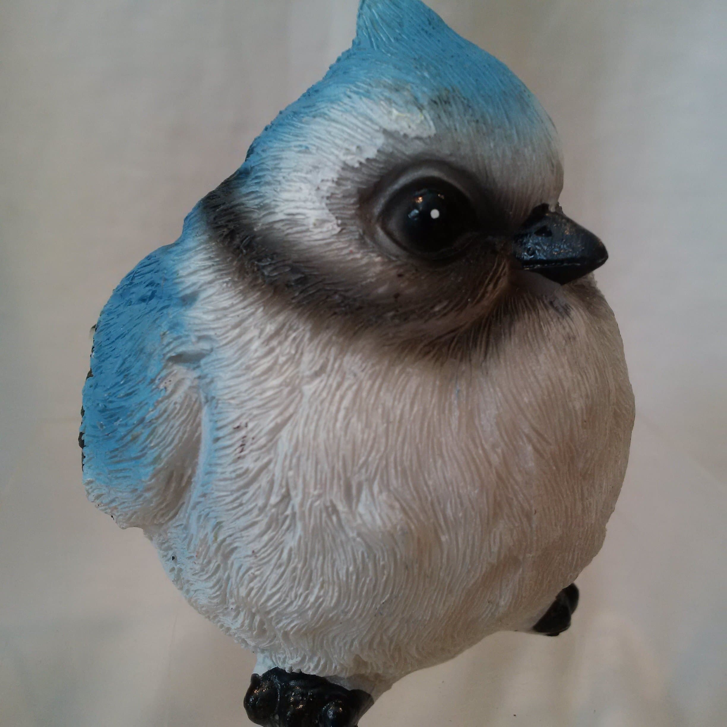 Blue Jay Mini Puff, Blue Jay Figurine, Resin Blue Bird Figurine 3" x 2.5" x 3"