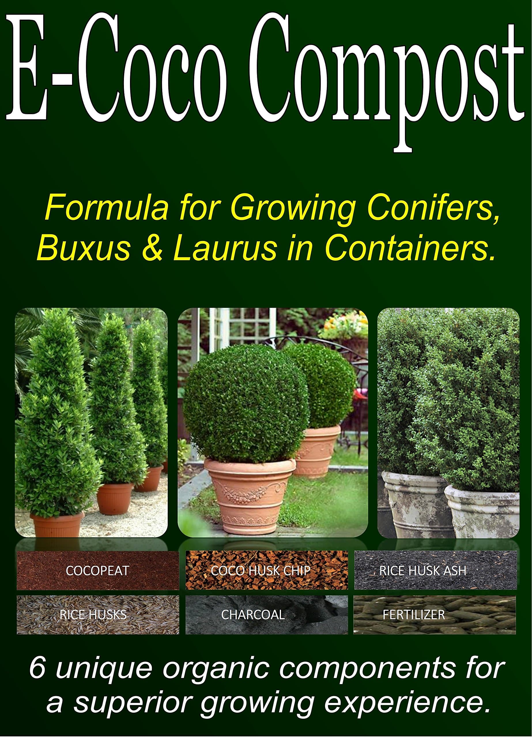 Organic Compost for Box (BUXUS), Bay Laurel (Laurus NOBILIS) and CONIFERS for POTS & REPOTTING - Ready to USE (2.5 litres)