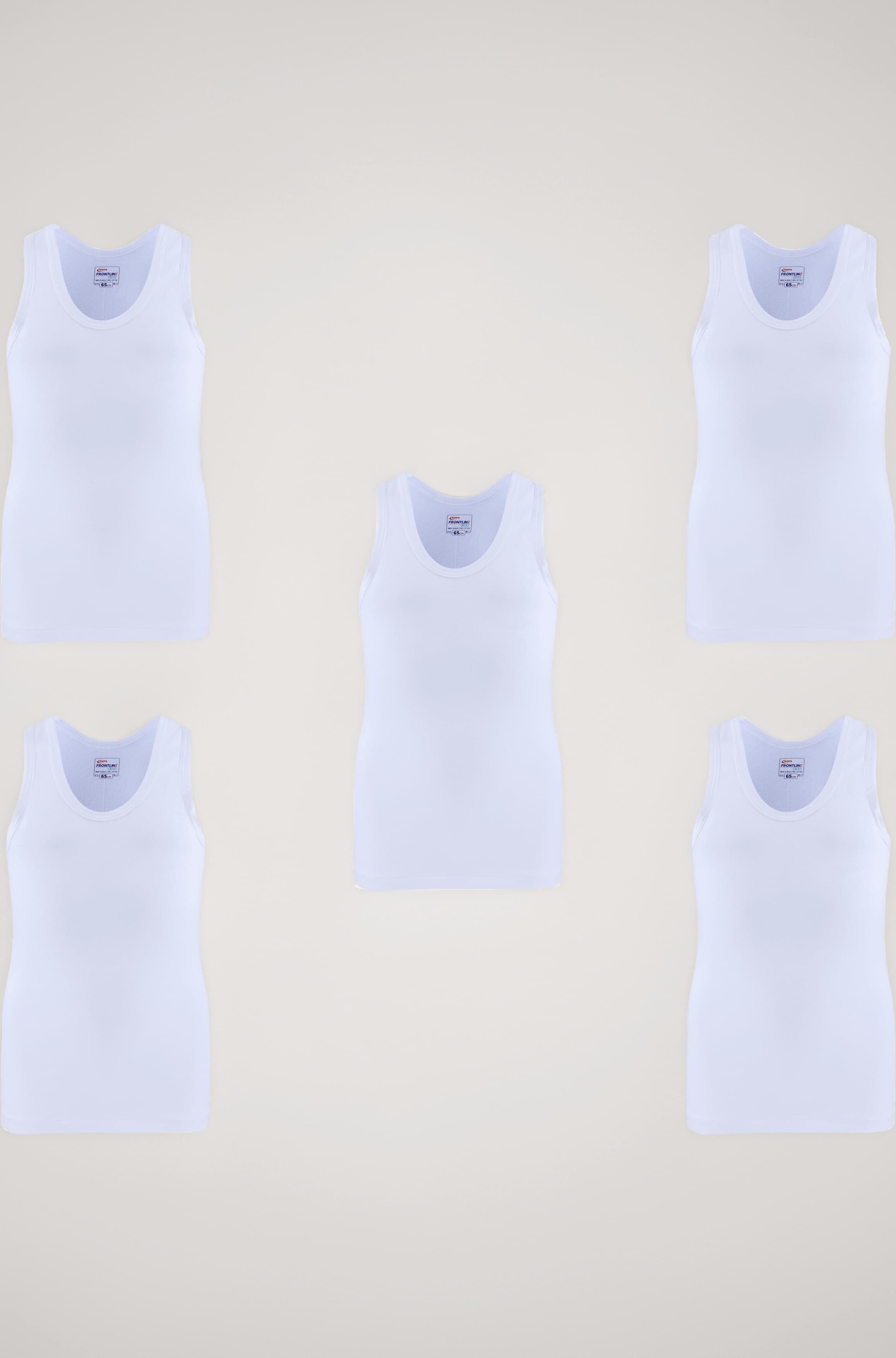 Rupa Frontline Sleeveless Vest for Boys, 100% Cotton Material, Round Neck, Regular Fit, Pack of 5