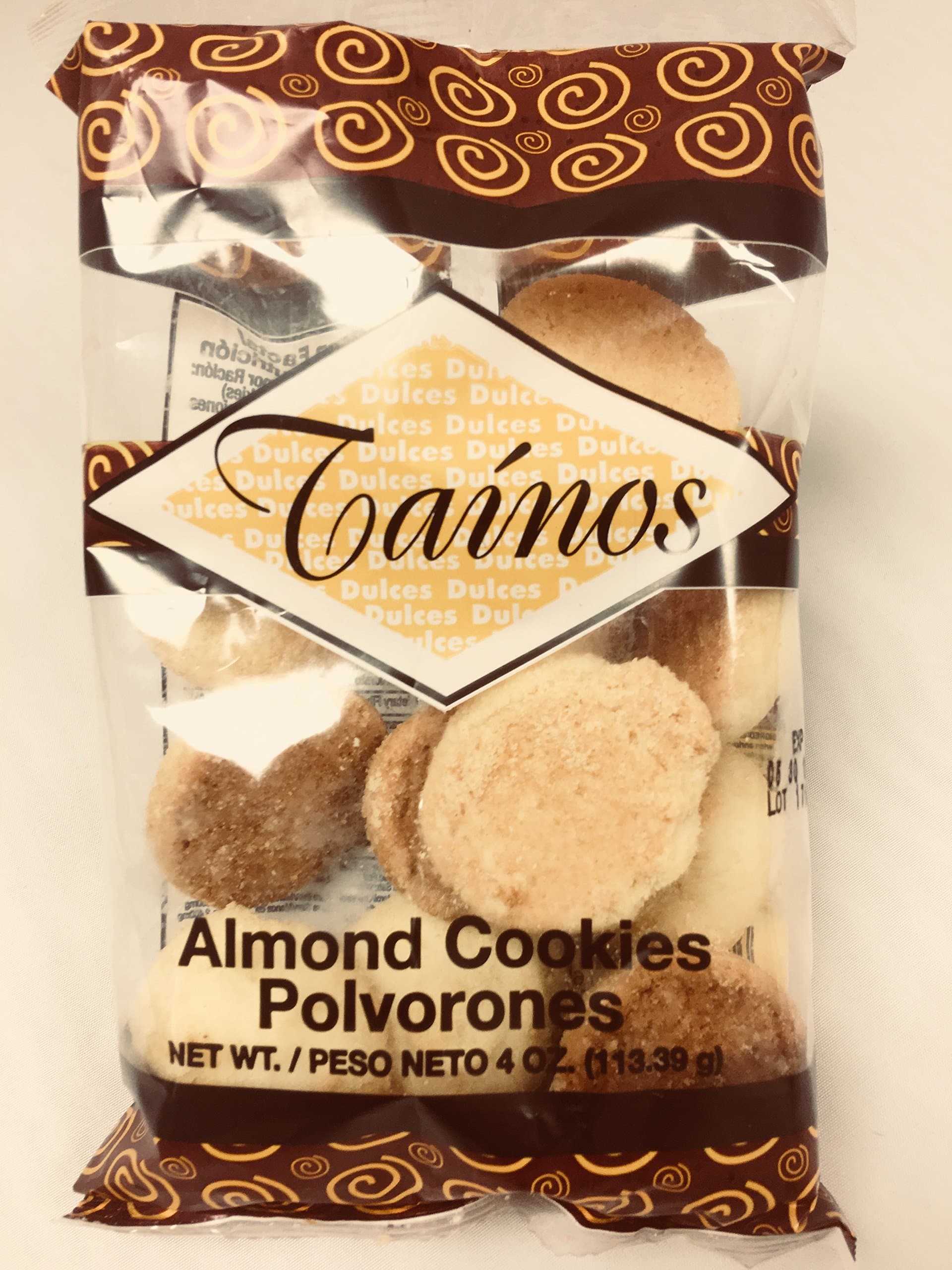 TAINOS Almond Cookies "POLVORONES" - Puerto Rico's Best DULCES TIPICOS - 4 oz bag