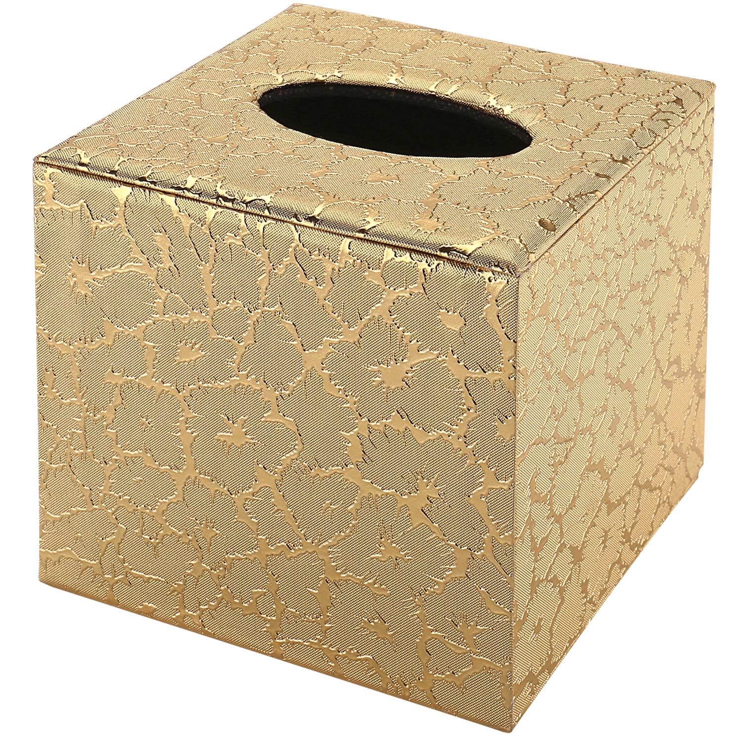 AMASUNHO Tissue Box Cover Square,Tissue Box Holder,Tissue Holders for Bathtissroom and Office,Bright Gold