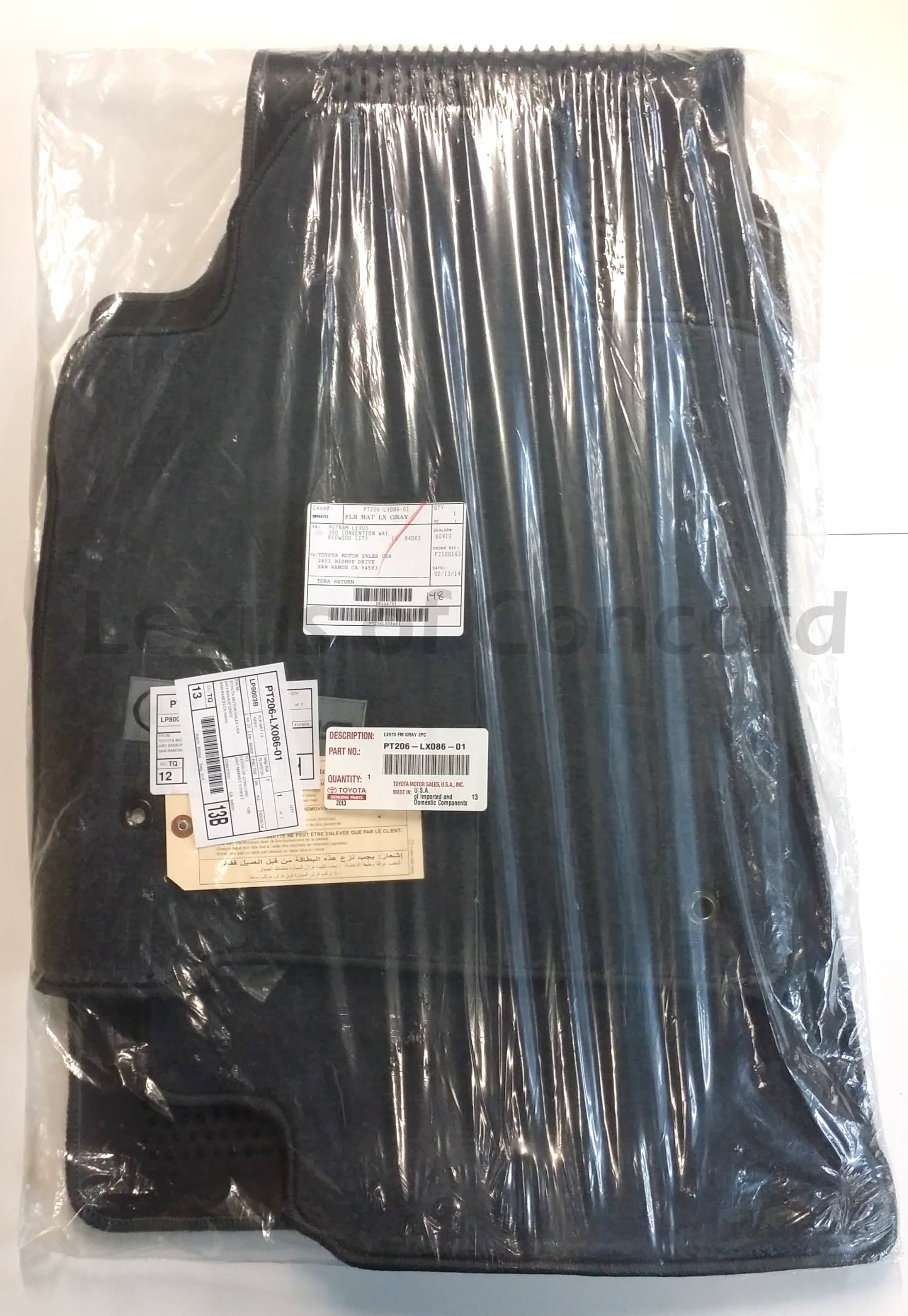 Toyota Genuine Parts PT206-LX086-01 OEM Lexus LX570 Gray Carpet Floor Mat Set