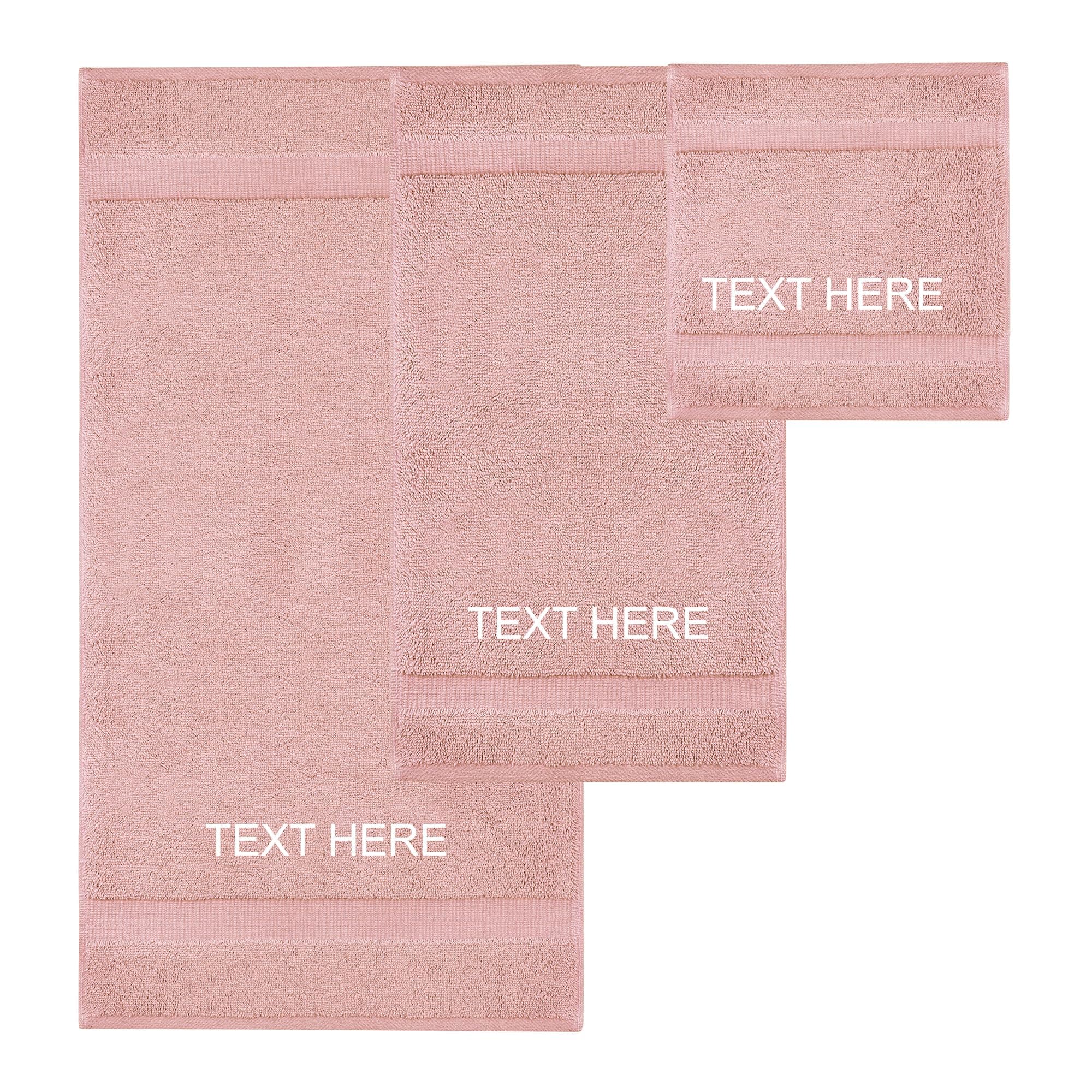 Chakir Turkish LinensHotel & Spa Quality 100% Cotton Premium Turkish Towels | Soft & Absorbent (Personalized 3-Piece Towel Set, Pink)