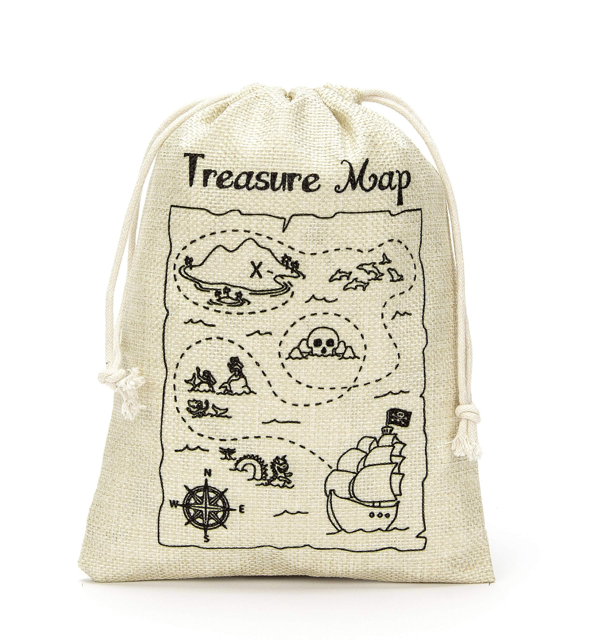 Buildinest Treasure Map Gift Bags- Treasure hunt Bags for Kid's Pirate Theme Party- Set of 5