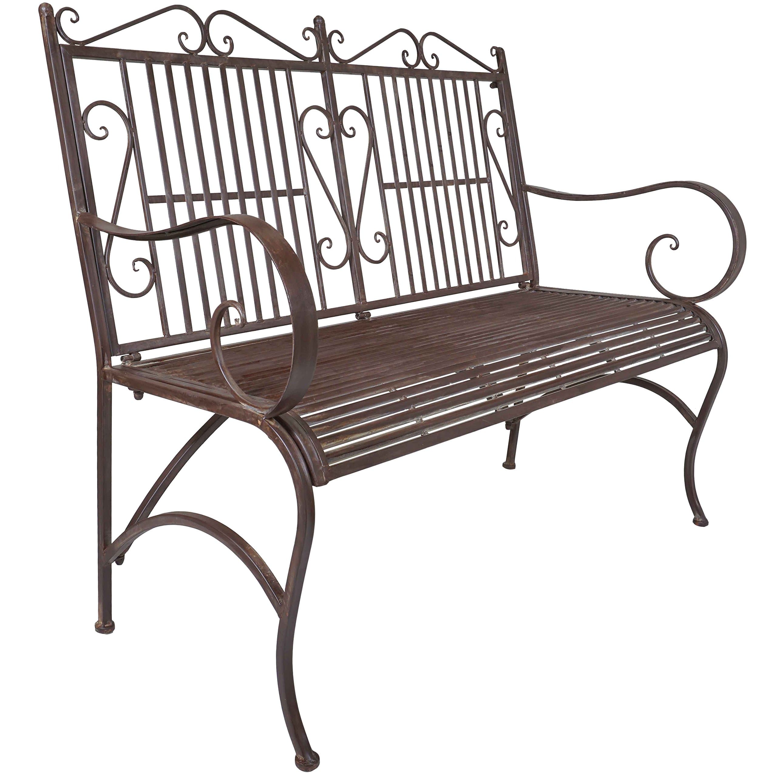 Titan Outdoor Metal Bench Chair Porch Patio Garden Deck Decor Rust Rustic