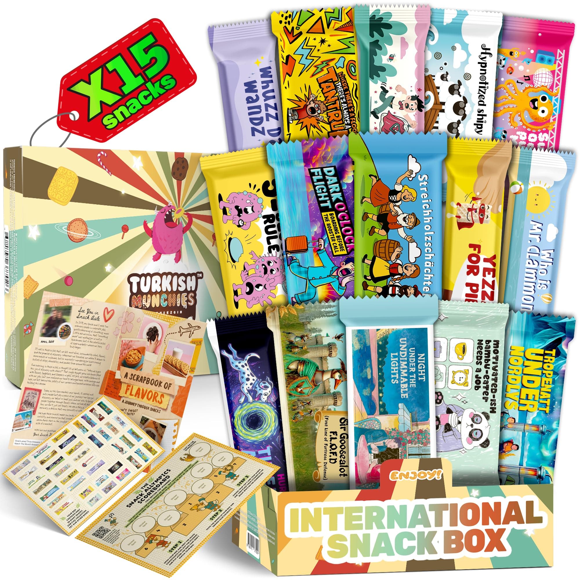 International Snack Box, Unique Experience with Universal Exotic Candies and Treats from around the World, Gift-Ready Foreign Foods in Packages Inspired by European, Japanese and Korean Cultures
