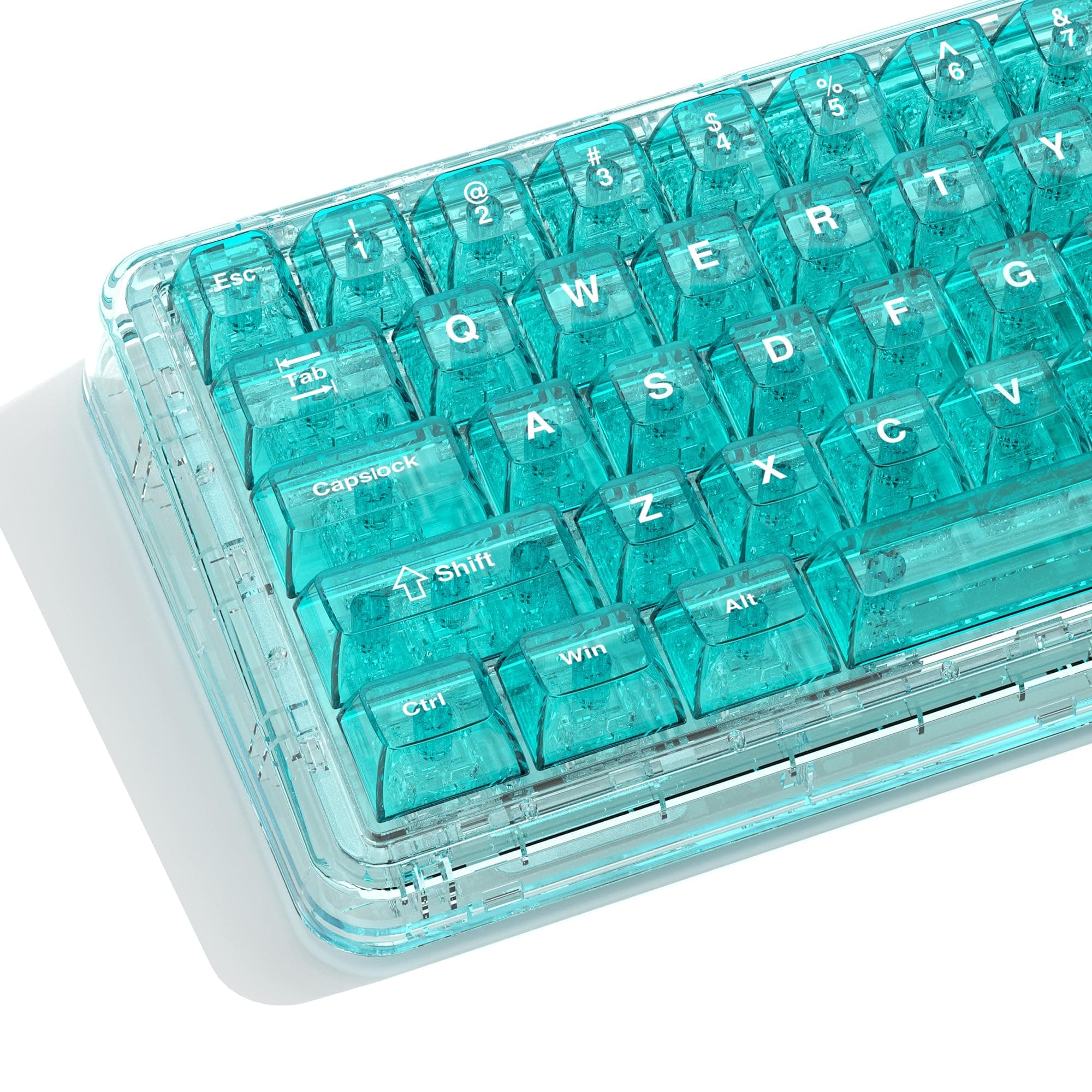 dagaladoo Green Clear keycaps,Transparent keycaps 60 75 100 Percent,Ceramic Jelly Key caps Set,Shine Through Key caps.,MDA Profile Keyboard Key Cap for Mx Switches Mechanical Keyboard(115key)