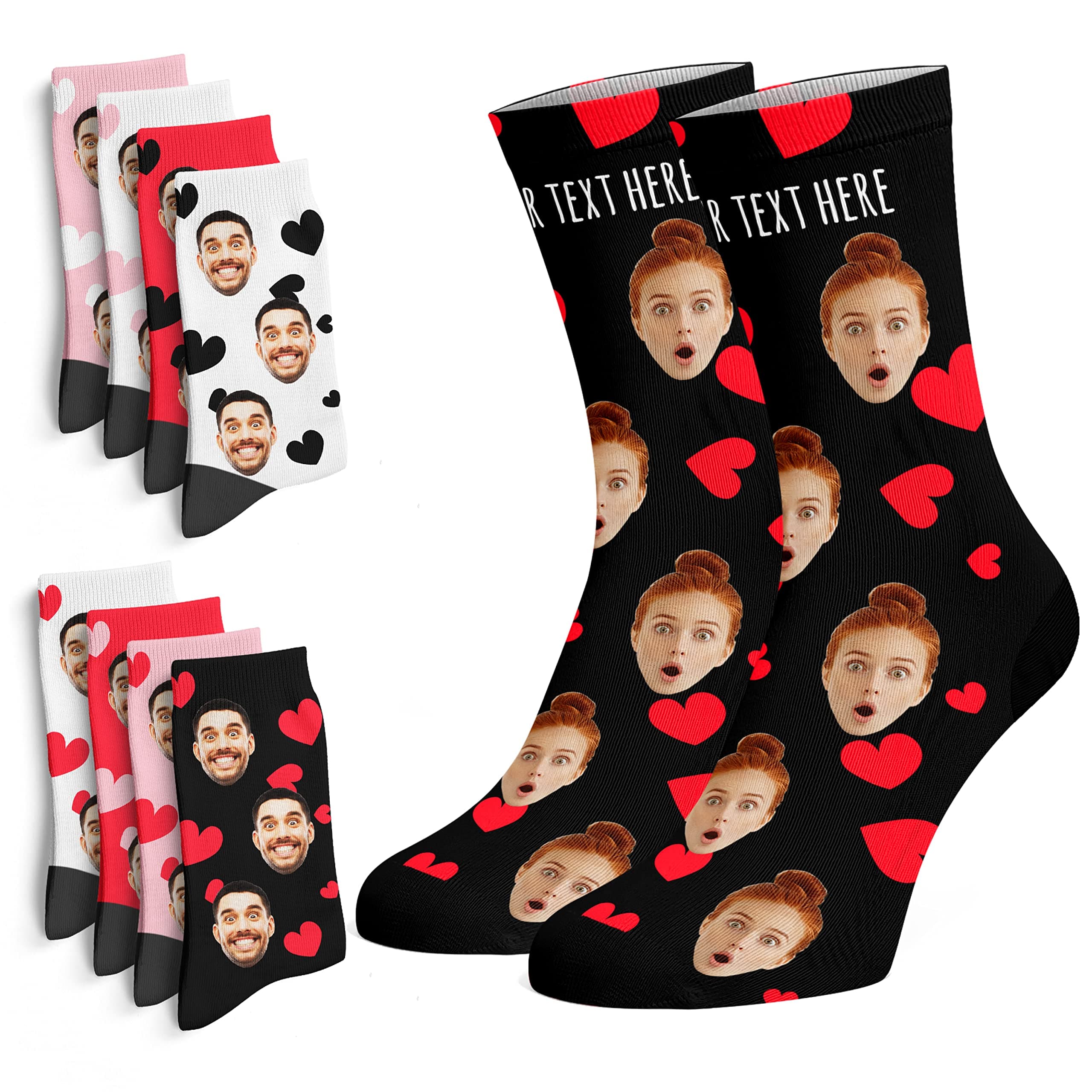 UPDATED Custom Photo Socks with Faces - Print Your Picture, Photo - Personalized Funny Crew Sock Gifts for Men Women