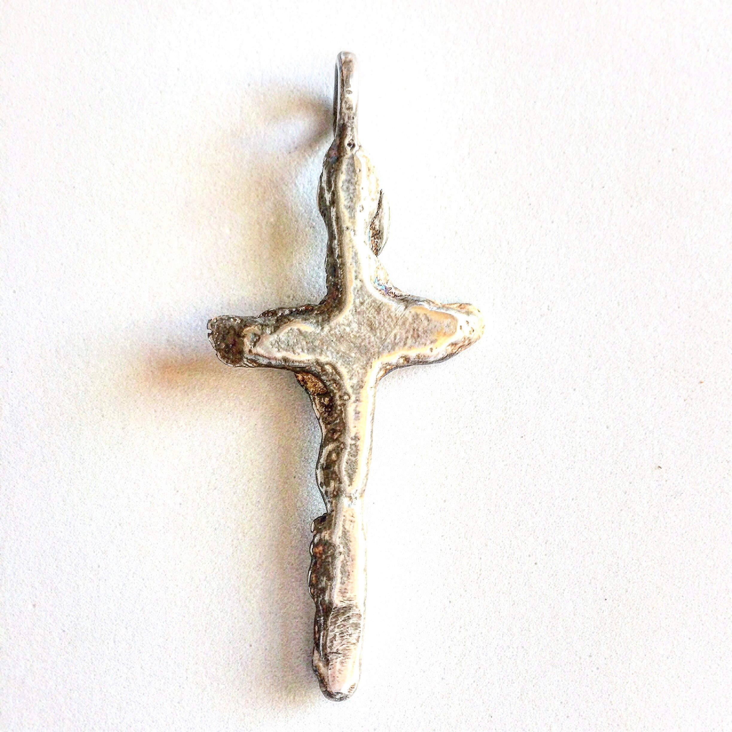 Mens Sterling Silver Cross Pendant Necklace - Biker Jewelry,Rocker Jewelry.925 - Lugdun Artisans
