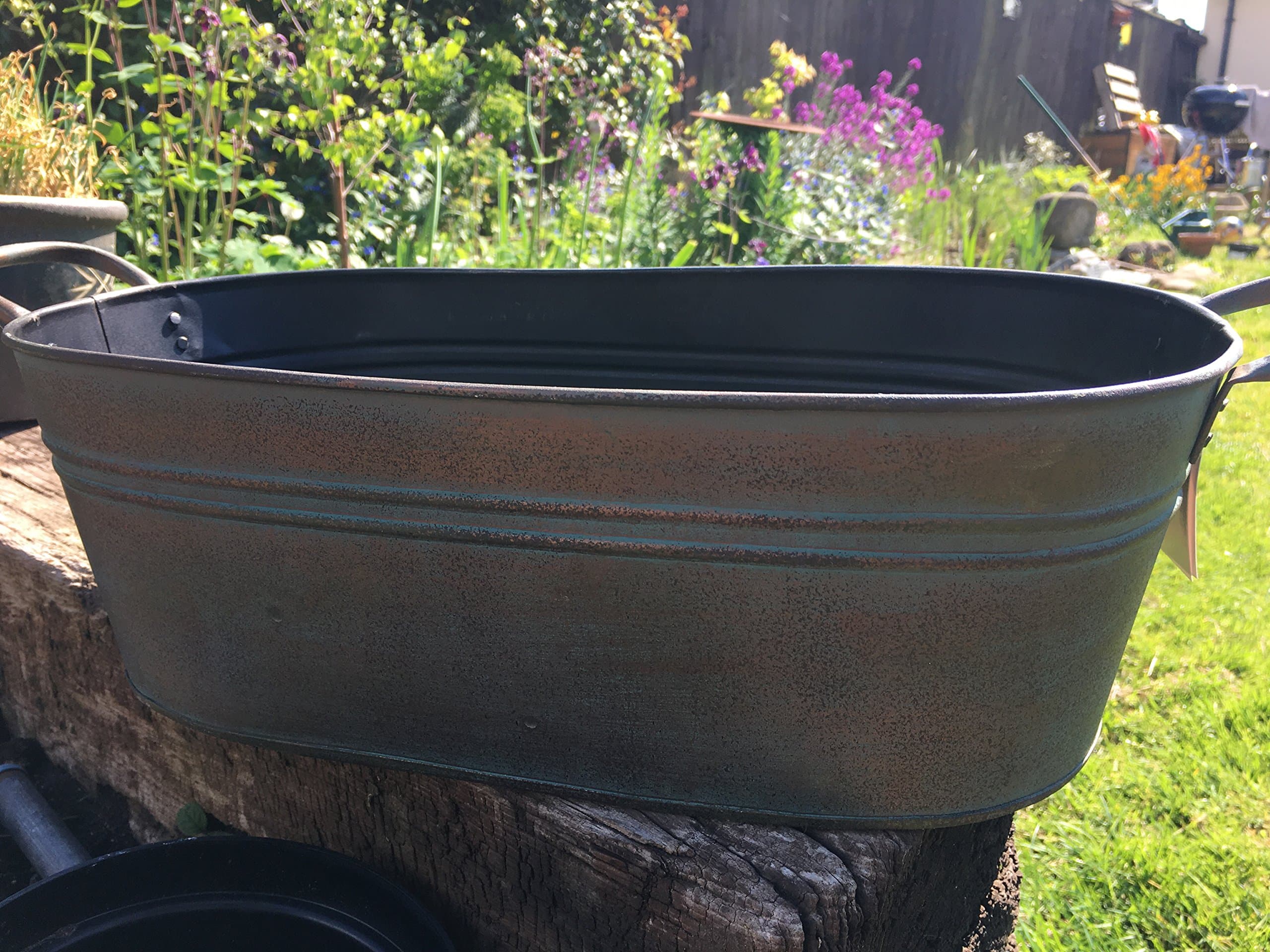 Copper effect oval planter - antique style