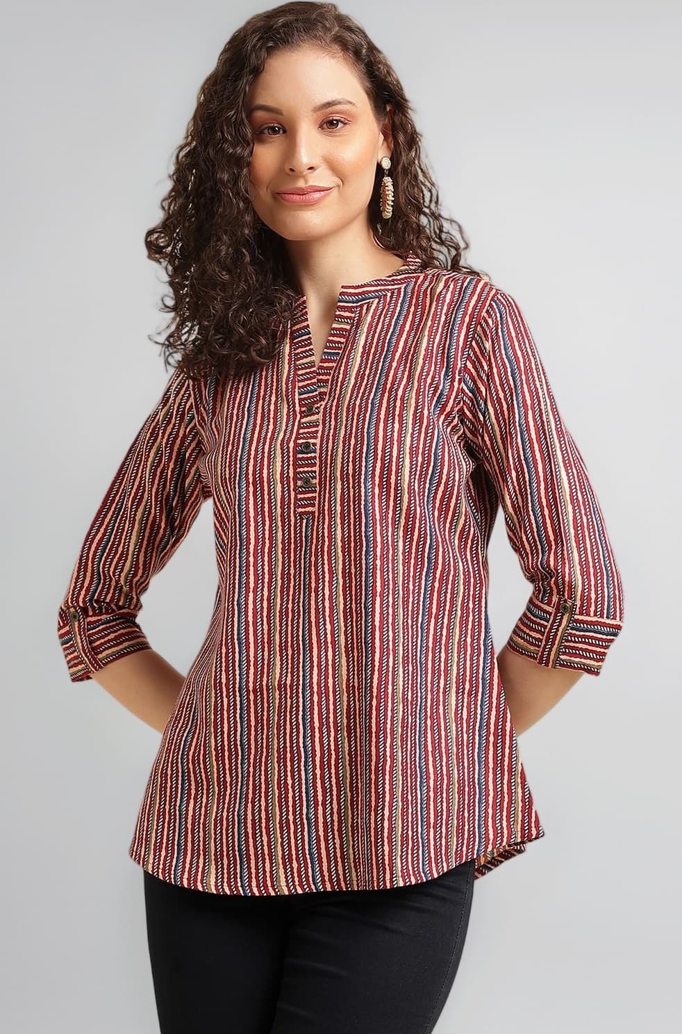 NAINVISH Tops for Women Printed Regular Fit Shirt Top for Women|Tops for Women Stylish Latest|Office Wear Tops for Women|Cotton Blend Tops for Women