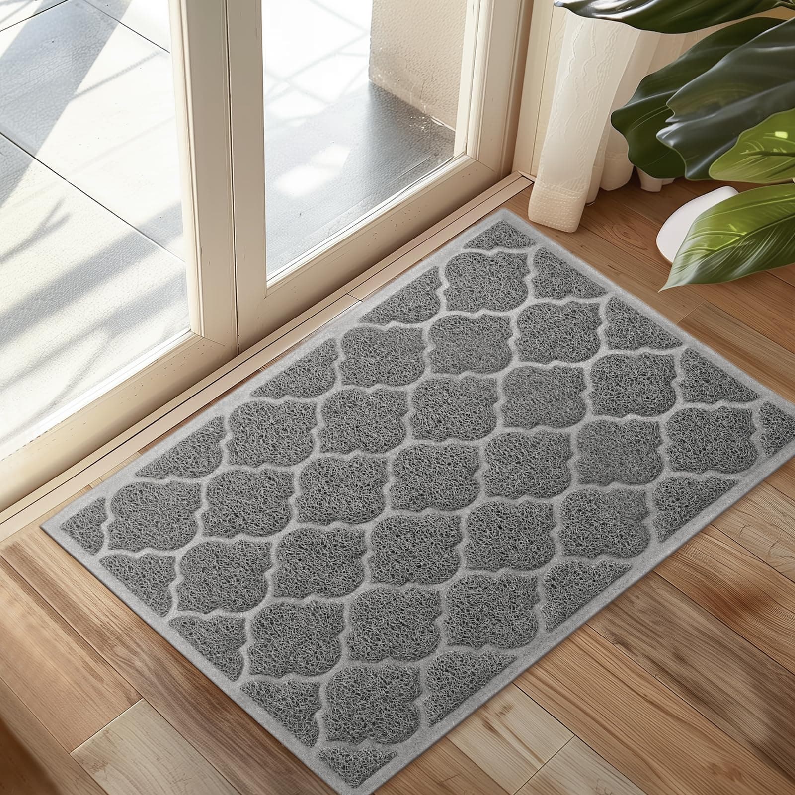 Door Mat Outdoor, 24x36, Welcome Mats for Entryway, Front Doormat for Home Entrance, Indoor Floor Mat, Durable, Non-Slip, Boot Scraper, Catches Muddy and Dirt(Grey)