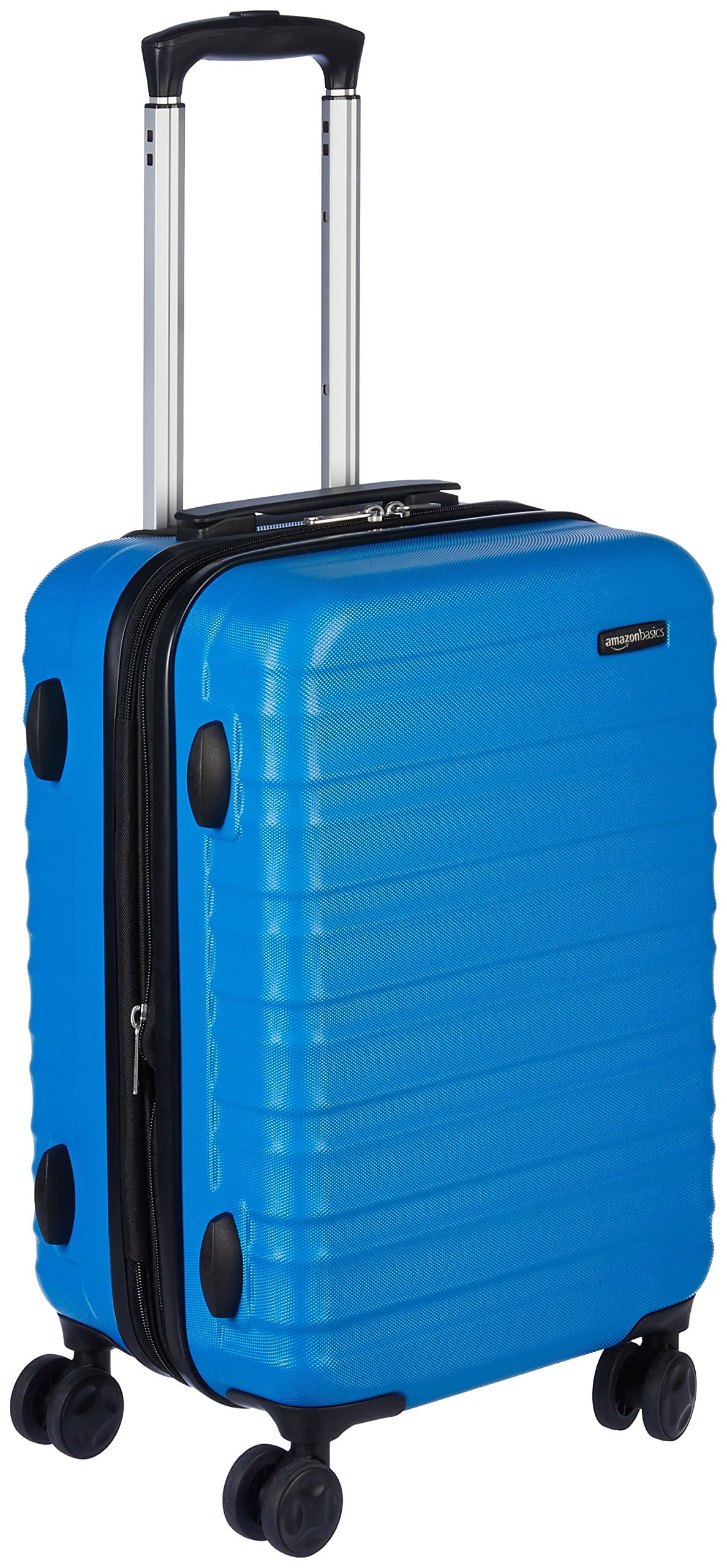 Amazon Basics Hardside Expandable Carry-on - ABS Travel Luggage with 4 Double Spinner Wheels - Scratch Resistant and Lightweight Construction - 37.5 x 25.5 x 55cm - Light Blue
