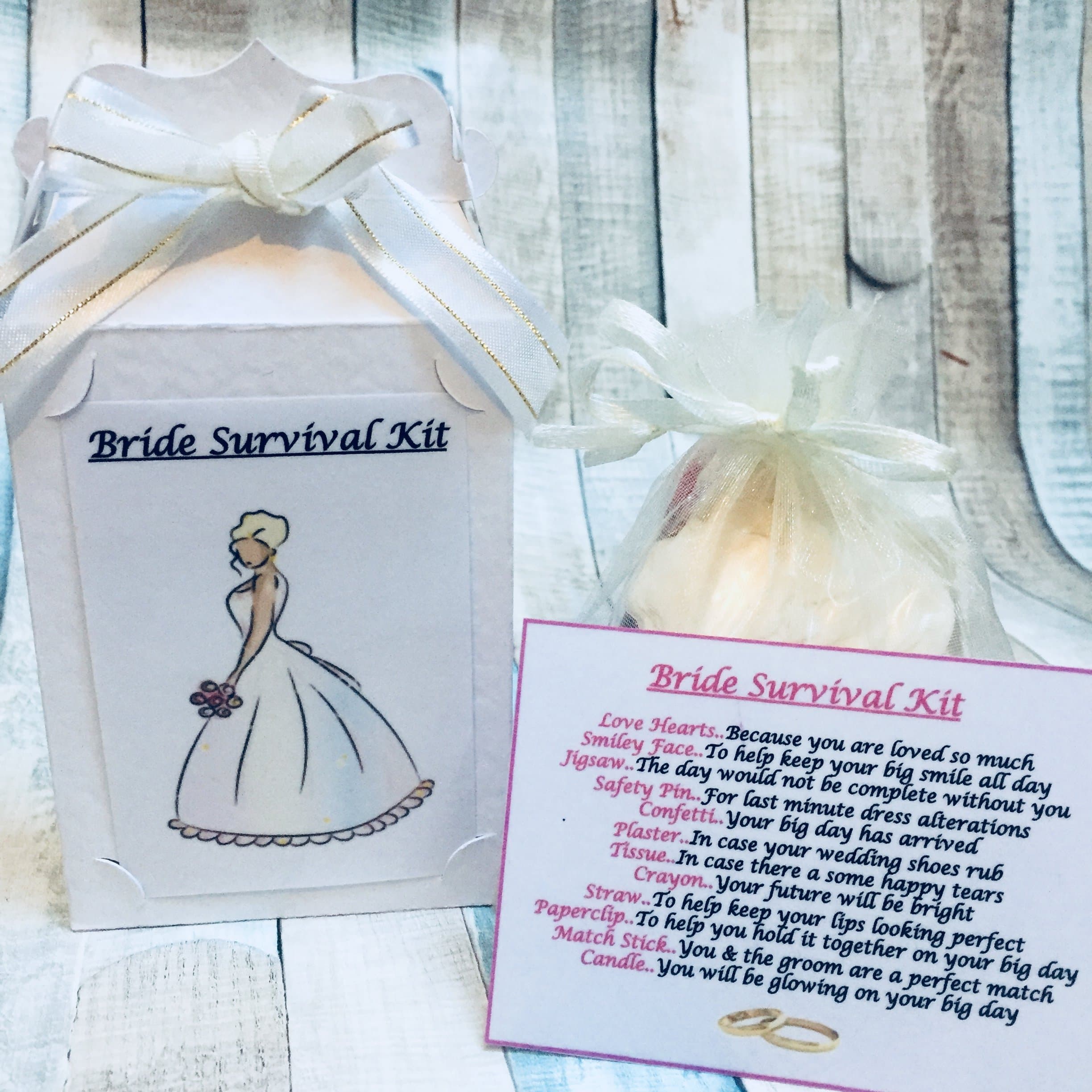 Bride Survival Kit - With Gift Box - Unique Gift For The Bride To Be - Wedding Gift