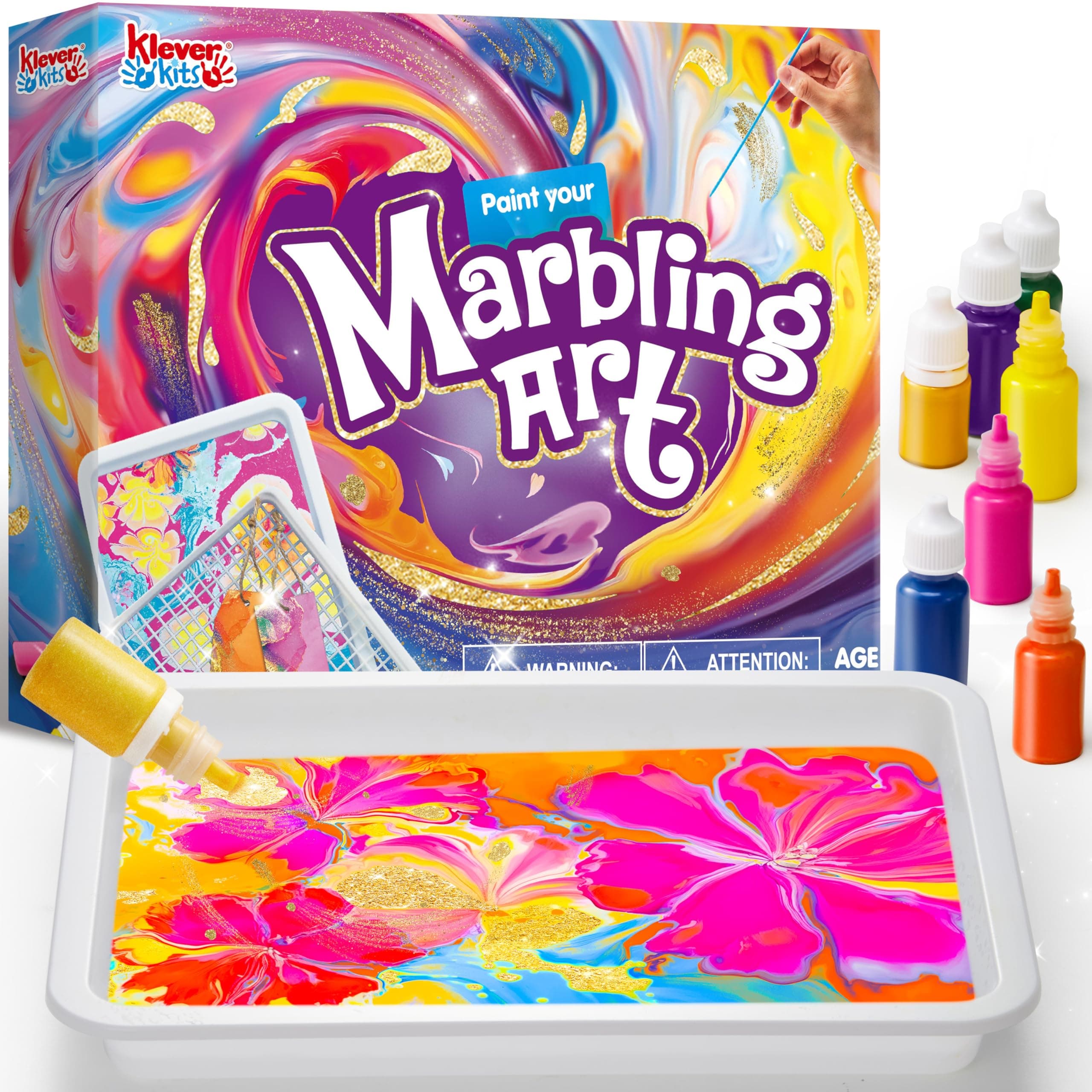 Marbling Paint Art Kit for Kids, Water Marble Paint Art, Arts and Crafts for Girls & Boys 6-12 Years Old, Craft Kits for Kids, Birthday Presents Ideas Activities Toys, Easter gift for Kid