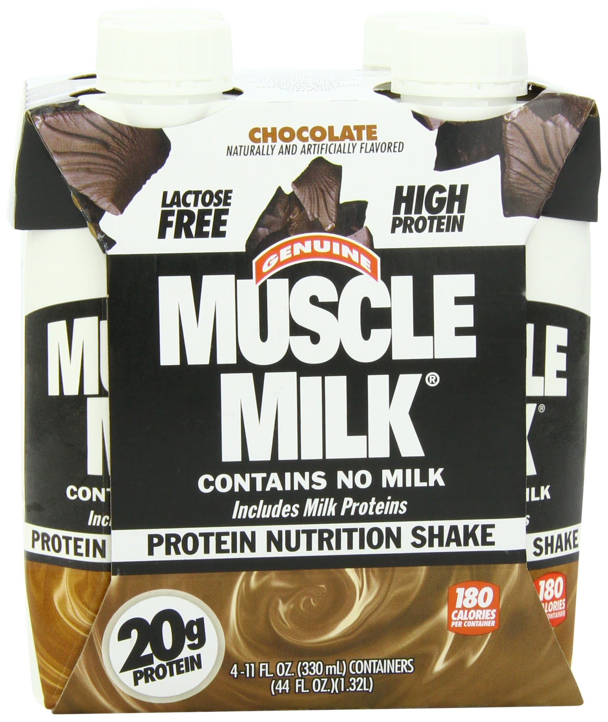 Muscle Milk Genuine Protein Shake, Chocolate, 20g Protein, 11 FL OZ, 4-Count (Pack of 6)