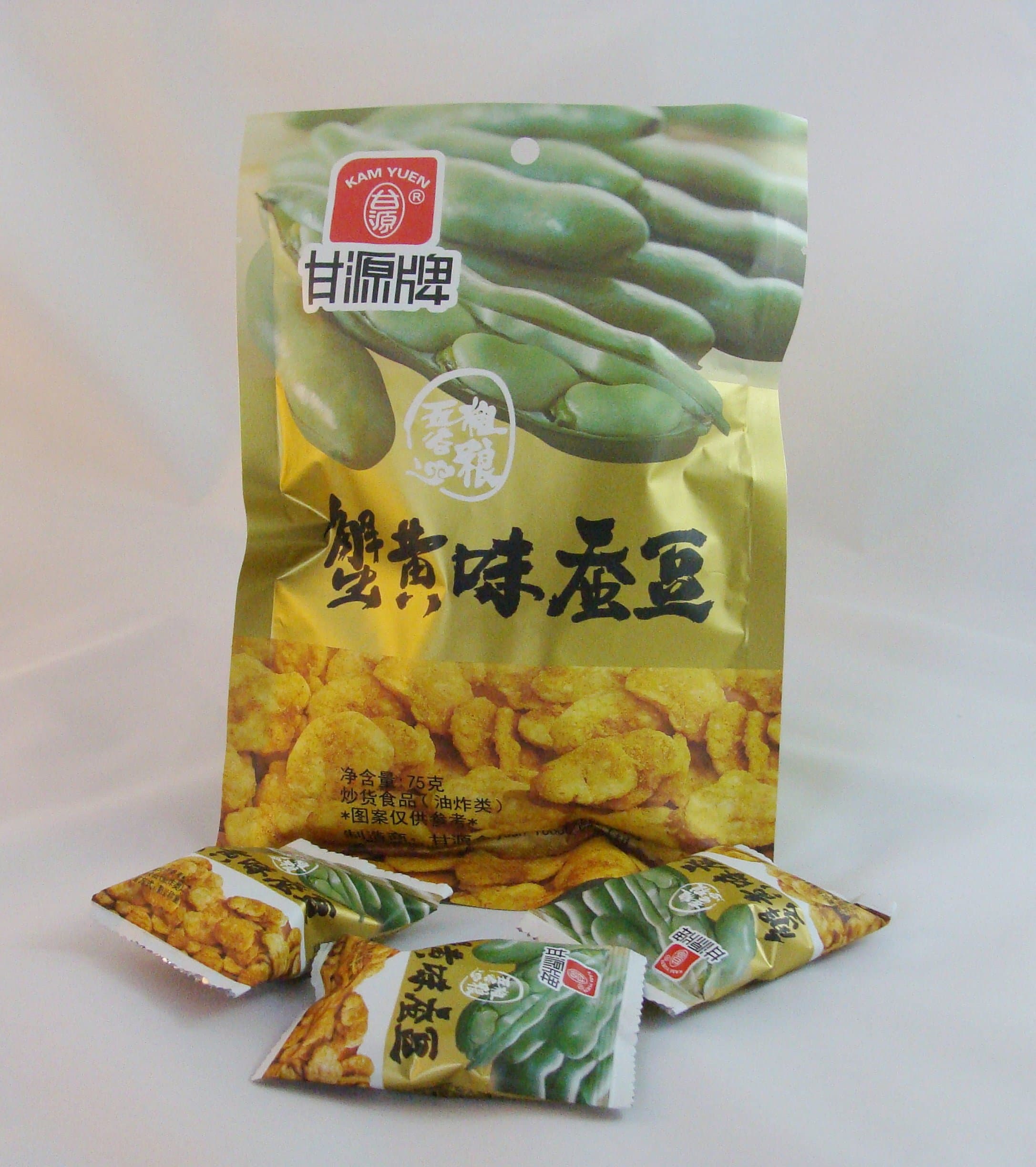 Hot Selling KAM Yuen Chinese Snacks Crab Flavor Broad Beans 75 G.