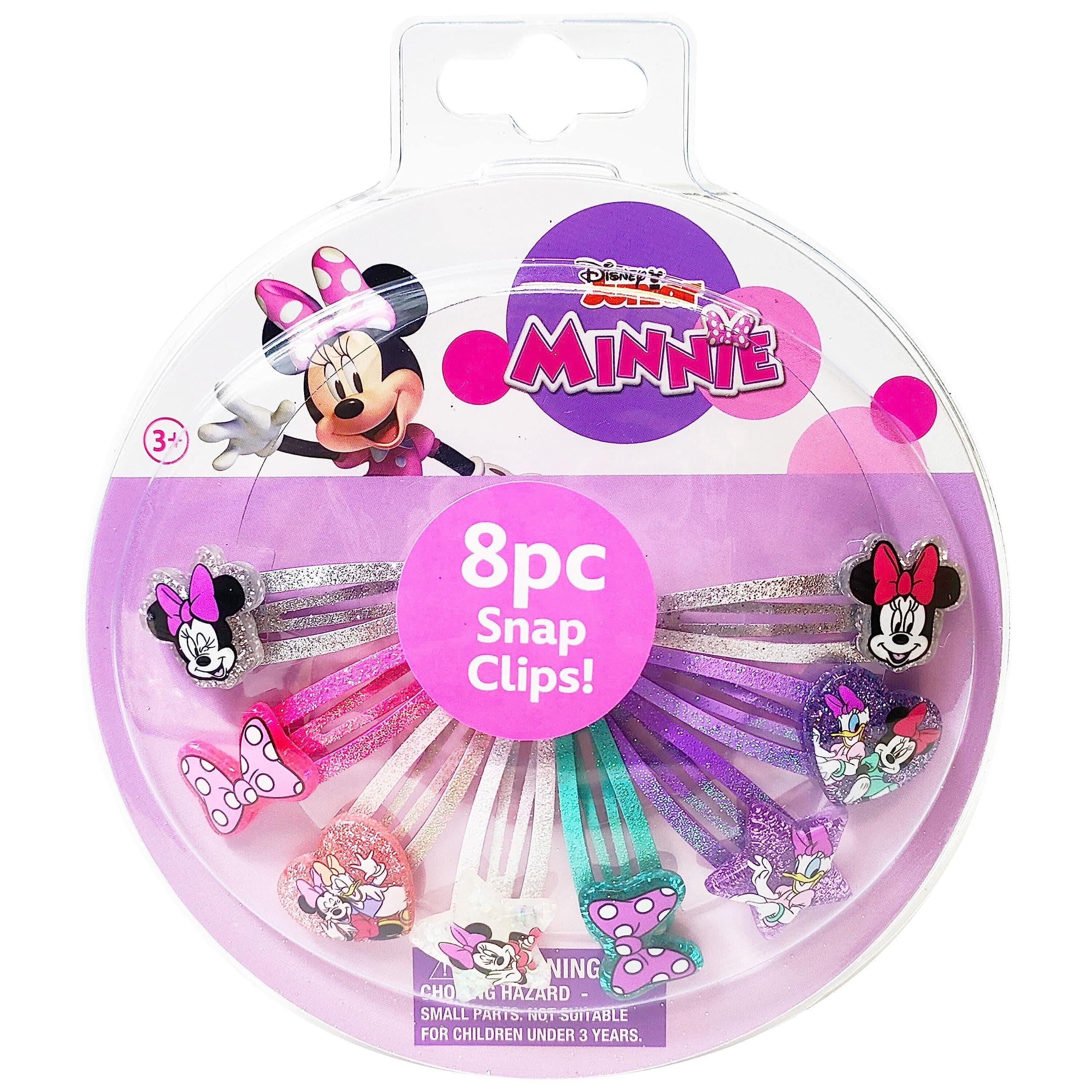 Disney Minnie Kids Hair Clips for Girls Snap Clips 8 Pack Multi Color Ages 3+