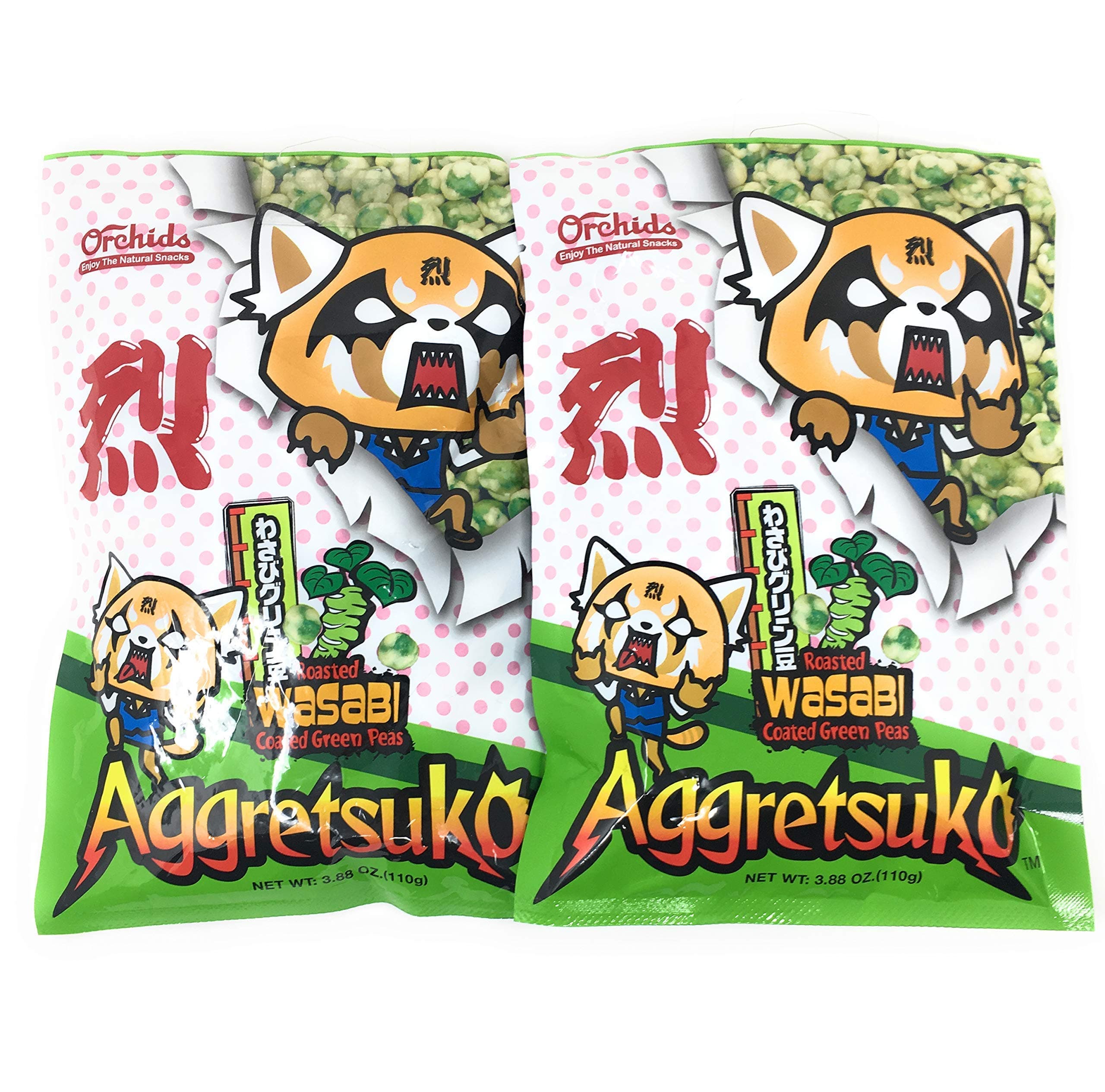Aggretsuko Roasted Wasabi Coated Green Peas 2-pack Asian Food Grocer