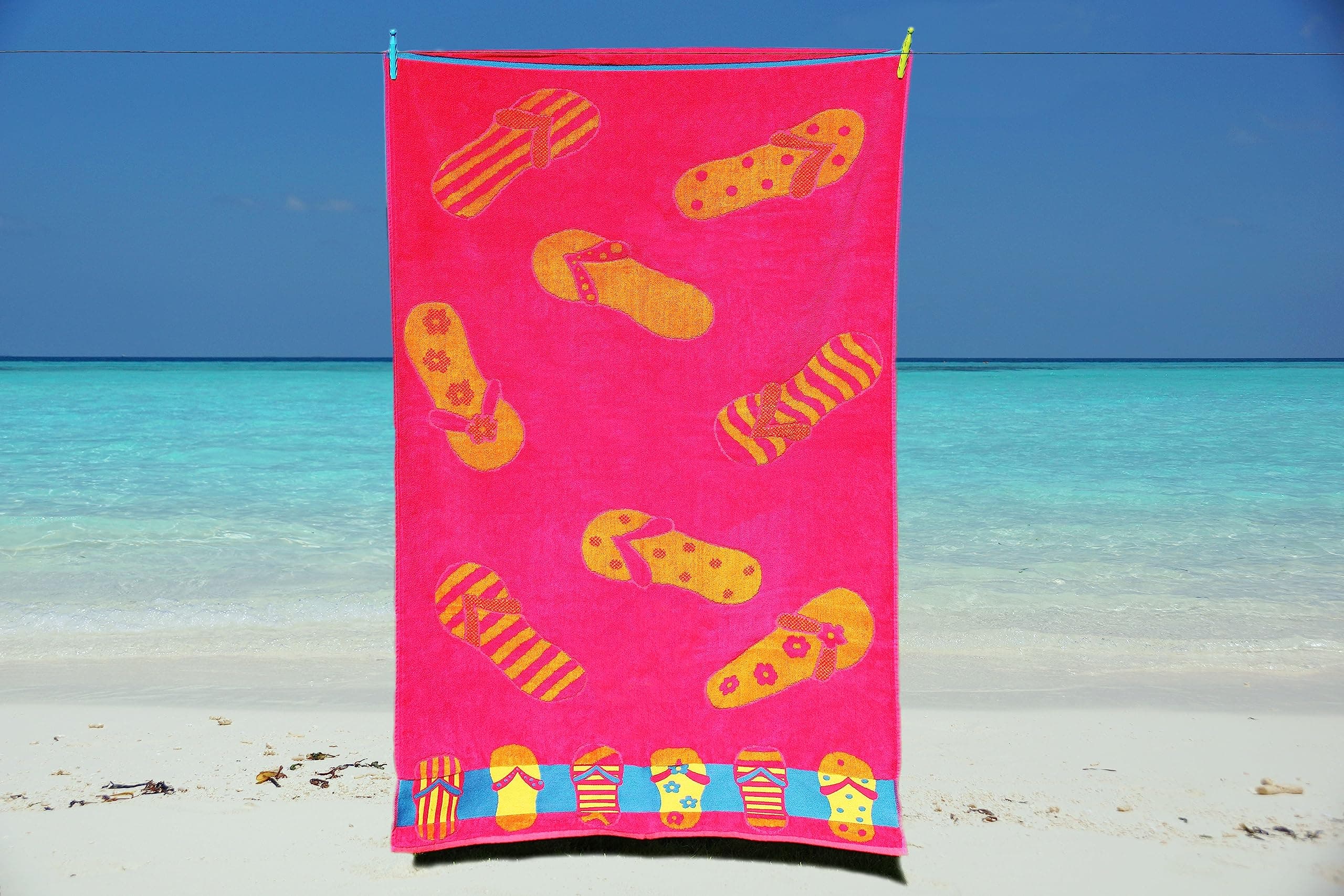 Beach Towels Large for Adults Large Size for sun lounger towel Soft velour cotton with quick dry terrytowel reverse Couple beach towel sets mix & match for family pool towel (flip flop)