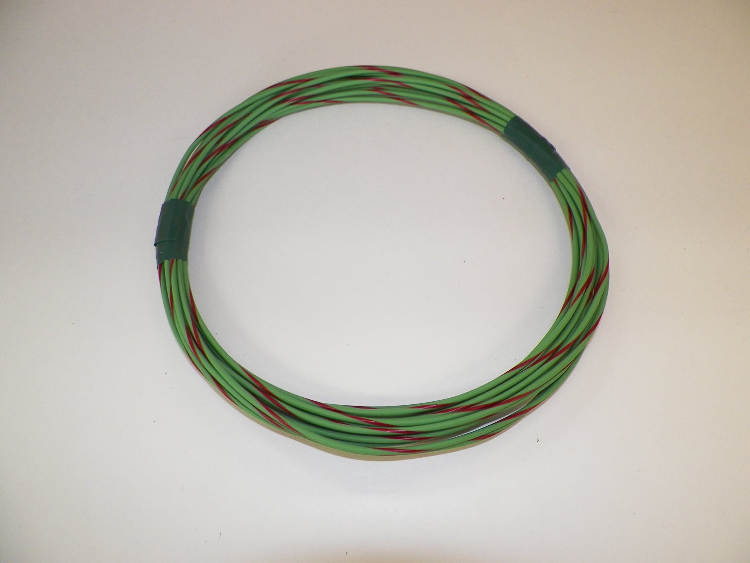 18 Ga Awg Lite Green/Red Striped Automotive Truck Motorcycle General Purpose GXL Wire .94 O.D. 25' Superior Abrasion Resistance, High Heat, Resist grease,Oil, Gasoline,Acids