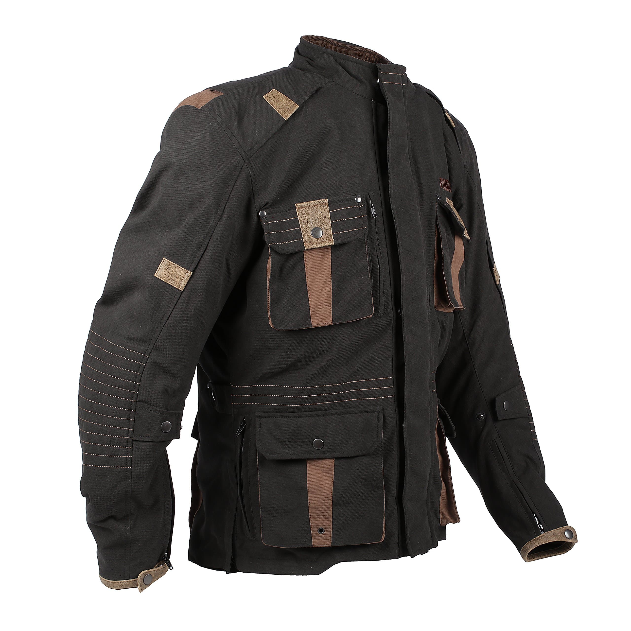 Poisoned High Tech Waterproof Black Poly Nylon Vintage Biker’s Jacket | Black Wax Jacket | Textile Motorcycle Jacket for Men | Armored, Outdoor Jacket for Men (MEDIUM)