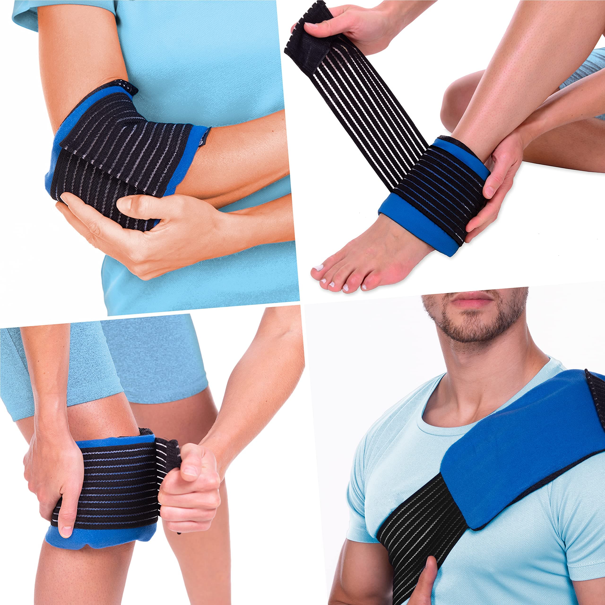 3in1 Gel Ice Packs for Sports Injuries - Adjustable Cold Compress Wrap, Reusable Heat and Ice Packs for Injuries, Flexible Hot Cold Packs for Muscle Pain - All Body, Multi-Purpose